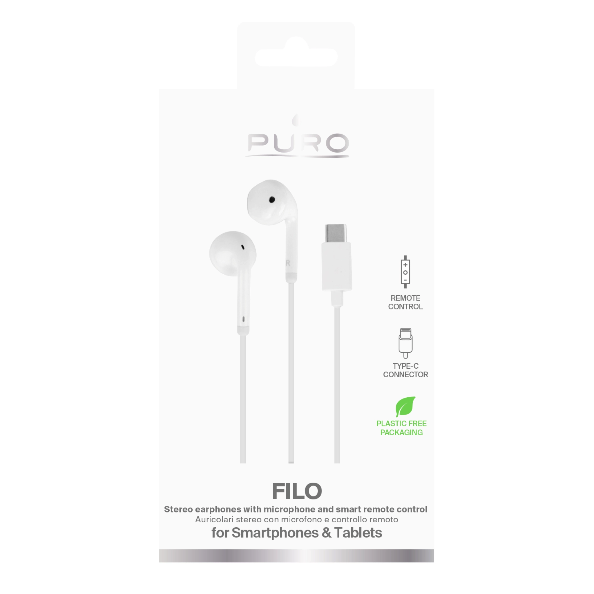 PURO "Filo" stereo-öronsnäckor med USB-C-kontakt