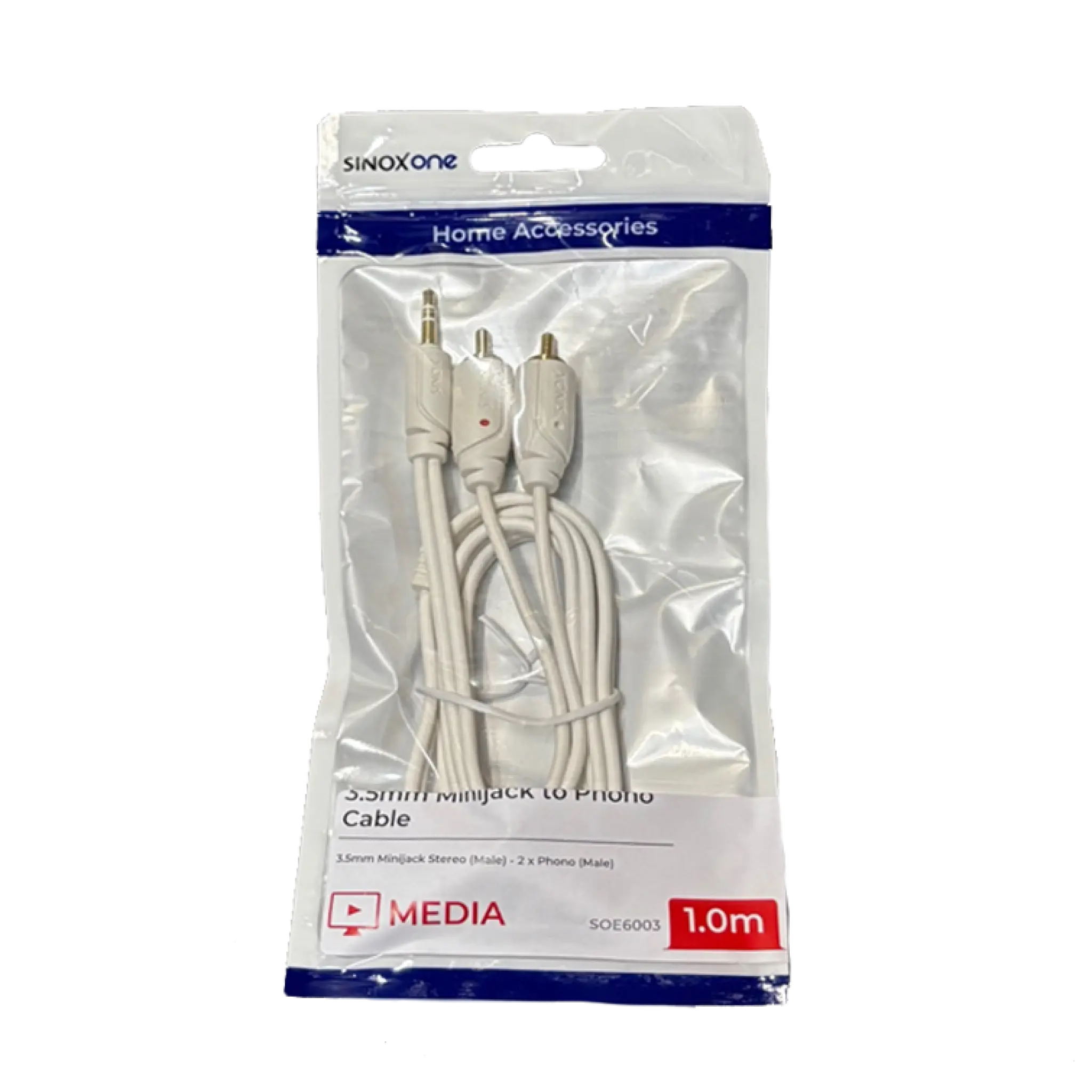 Sinox One 3,5mm till phono kabel. 1m. Vit