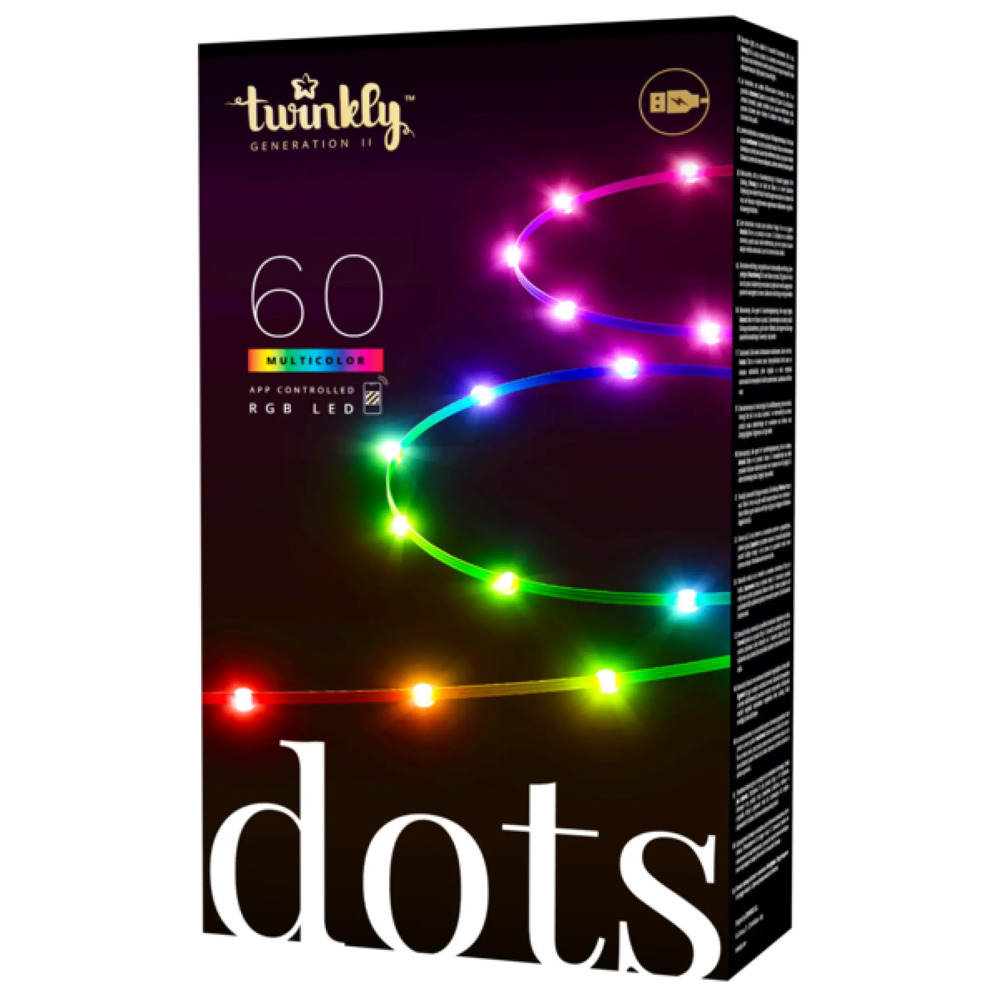 Twinkly Dots. 3m. Black Cable