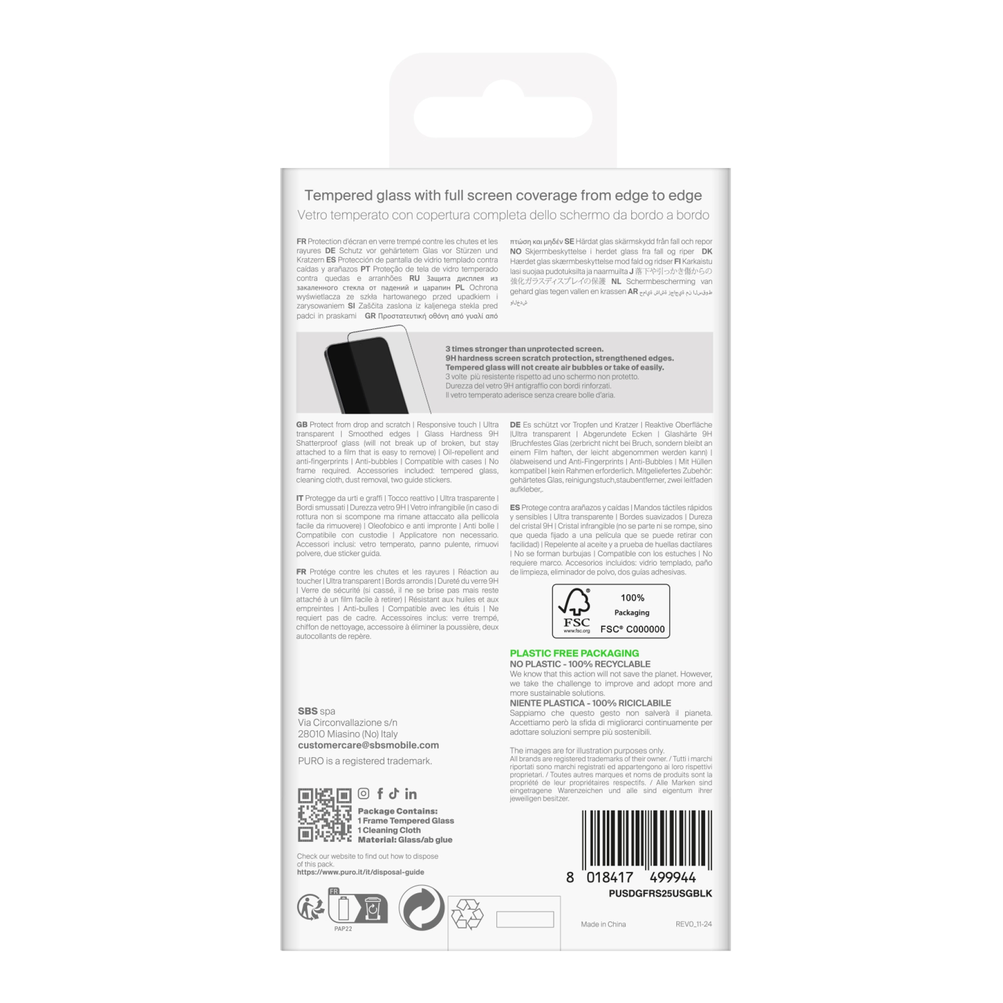 PURO Full limram härdat glas Samsung Galaxy S25 Ultra