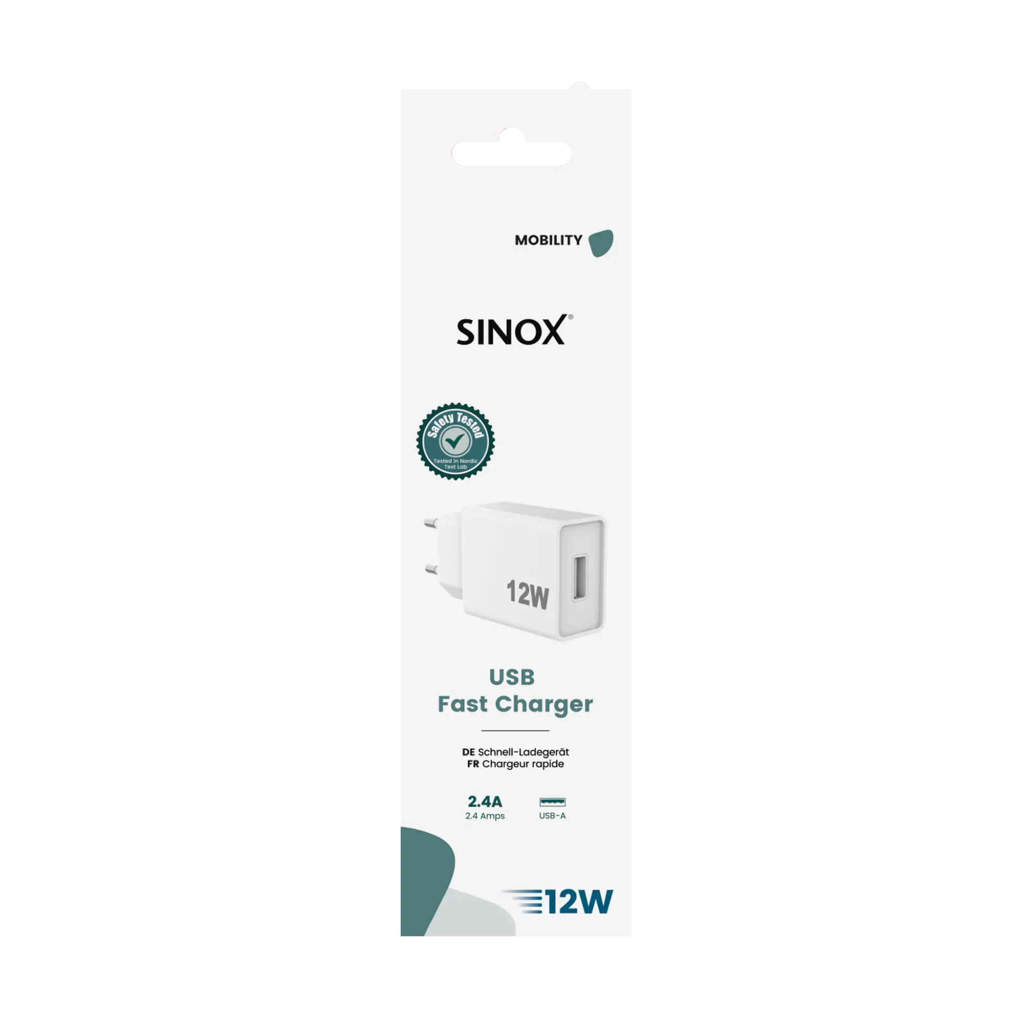 Sinox väggladdare USB-A 12W. Vit