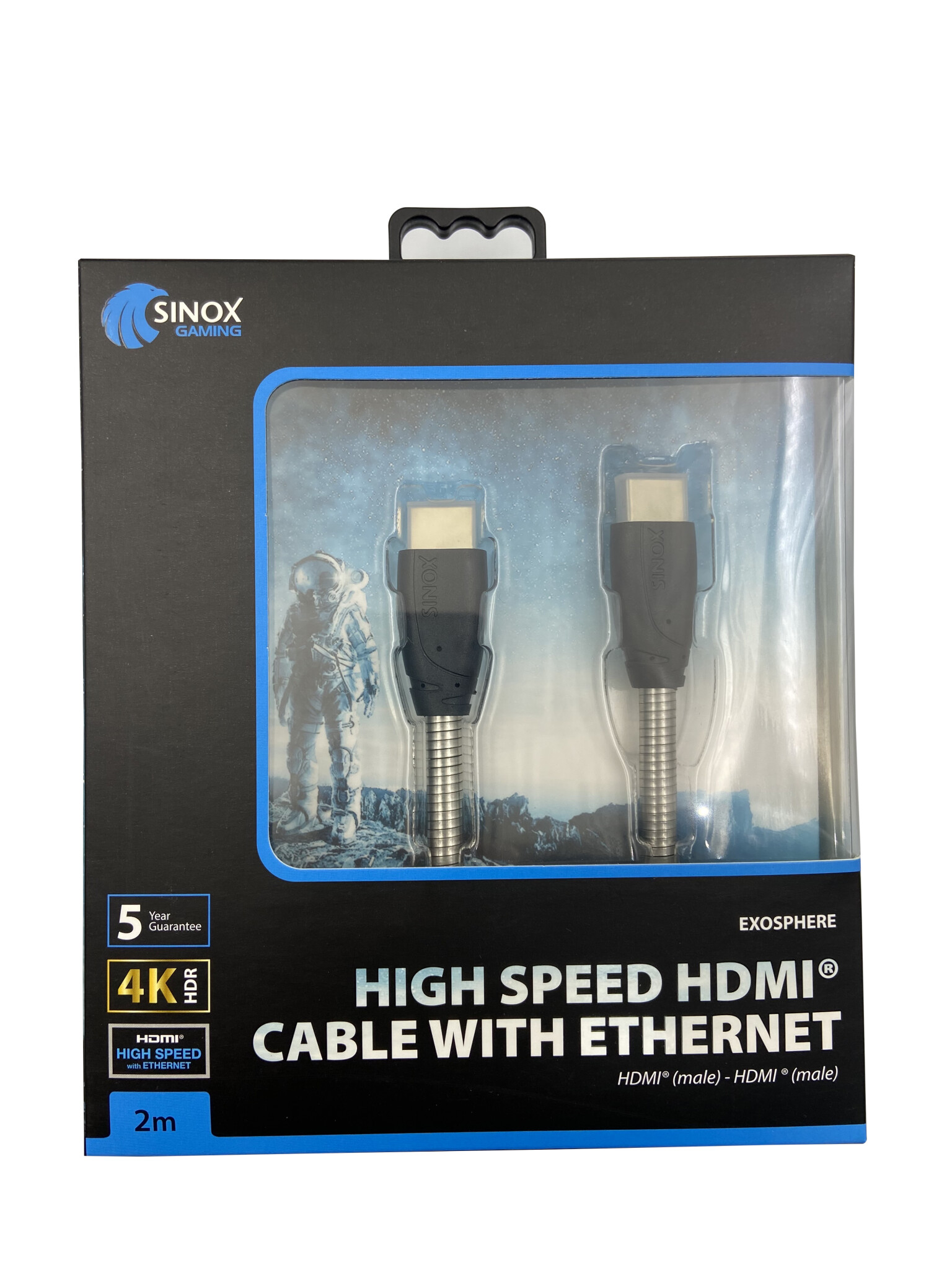 Sinox Gaming HDMI™-kabel 4K60Hz+E. 2m. Stål