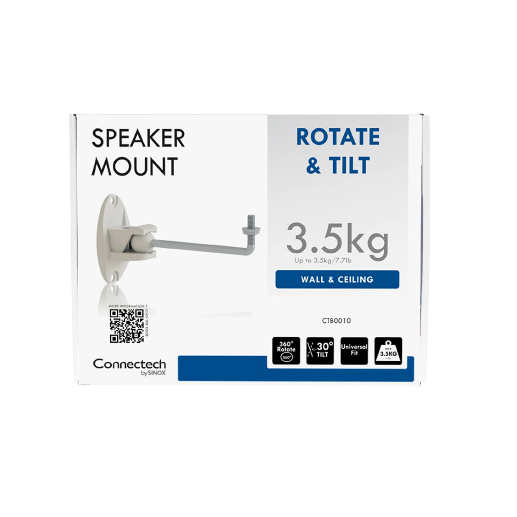Connectech SONOS® PLAY1 högtalarfäste. Vit