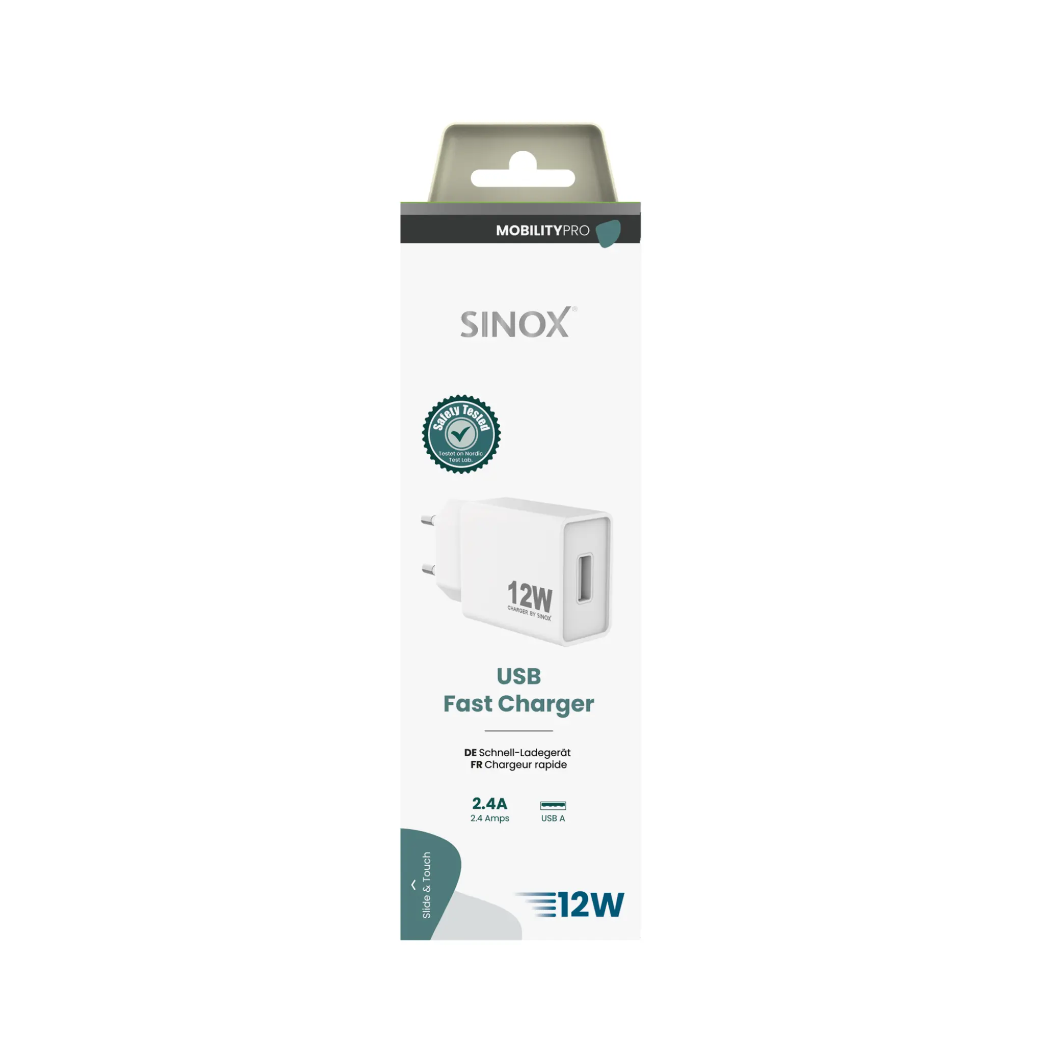 Sinox PRO väggladdare USB-A 12W. Vit