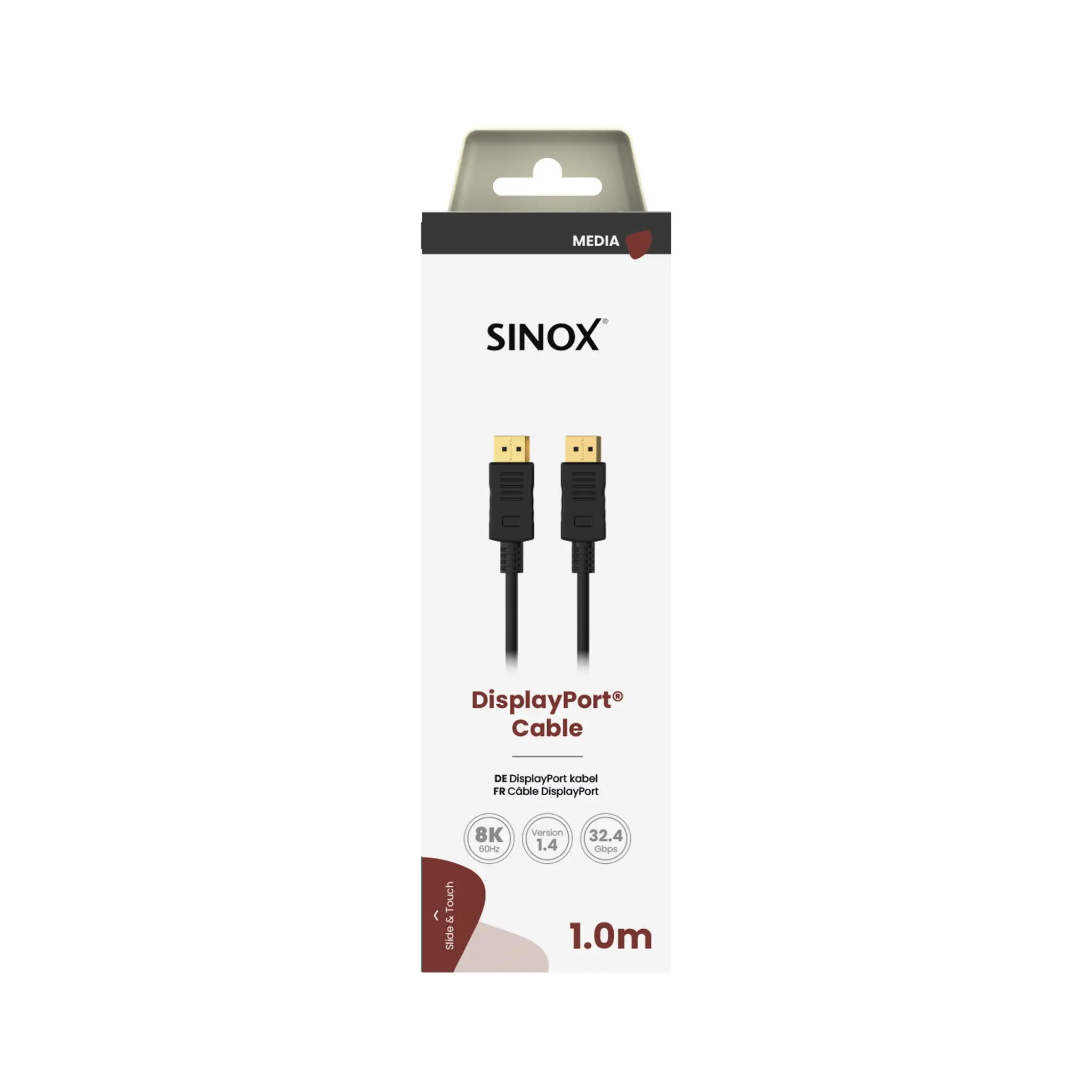 Sinox DisplayPort™ kabel. 1m. Svart
