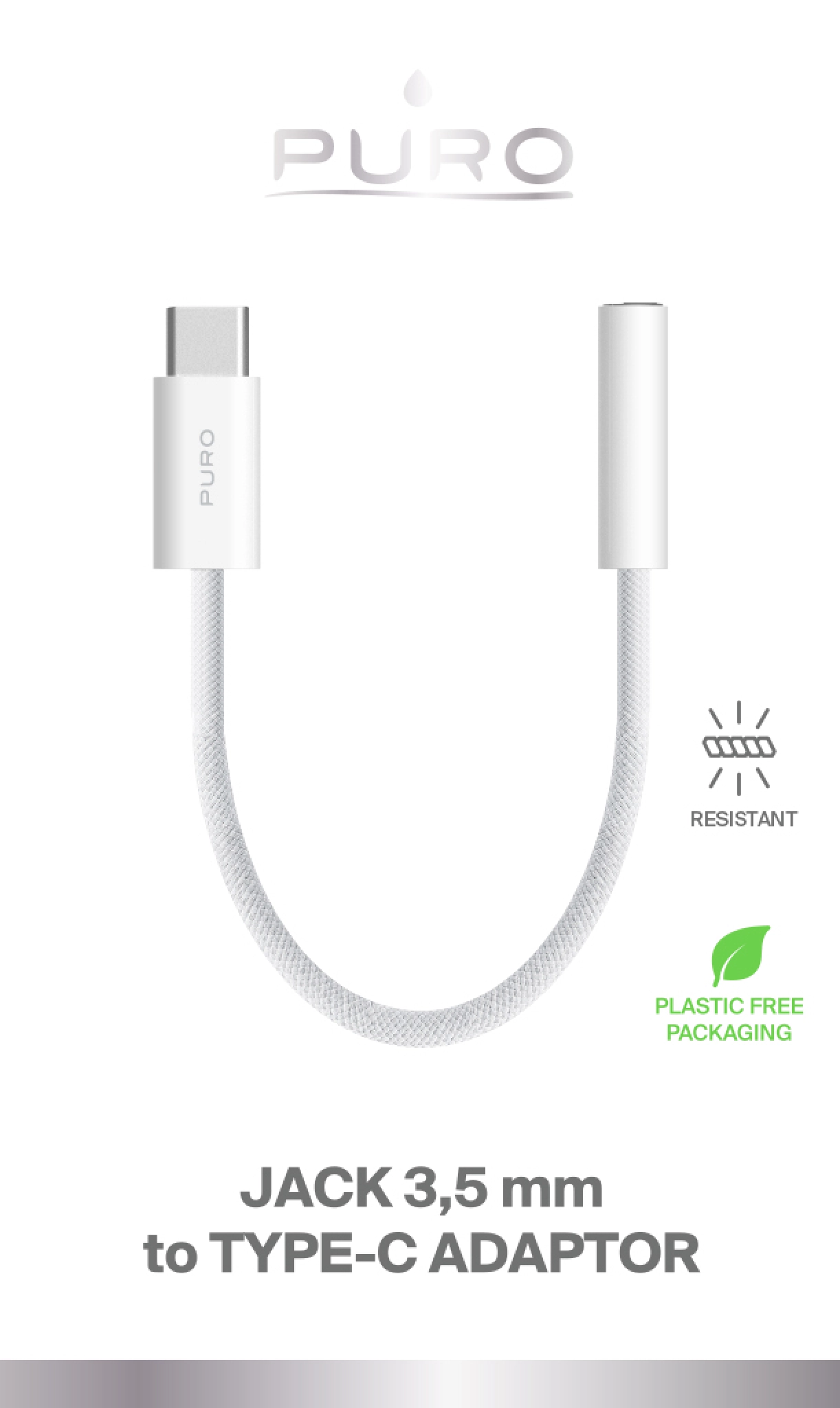 PURO USB-C-adapter för hörlursuttag 3,5 mm, 15 cm