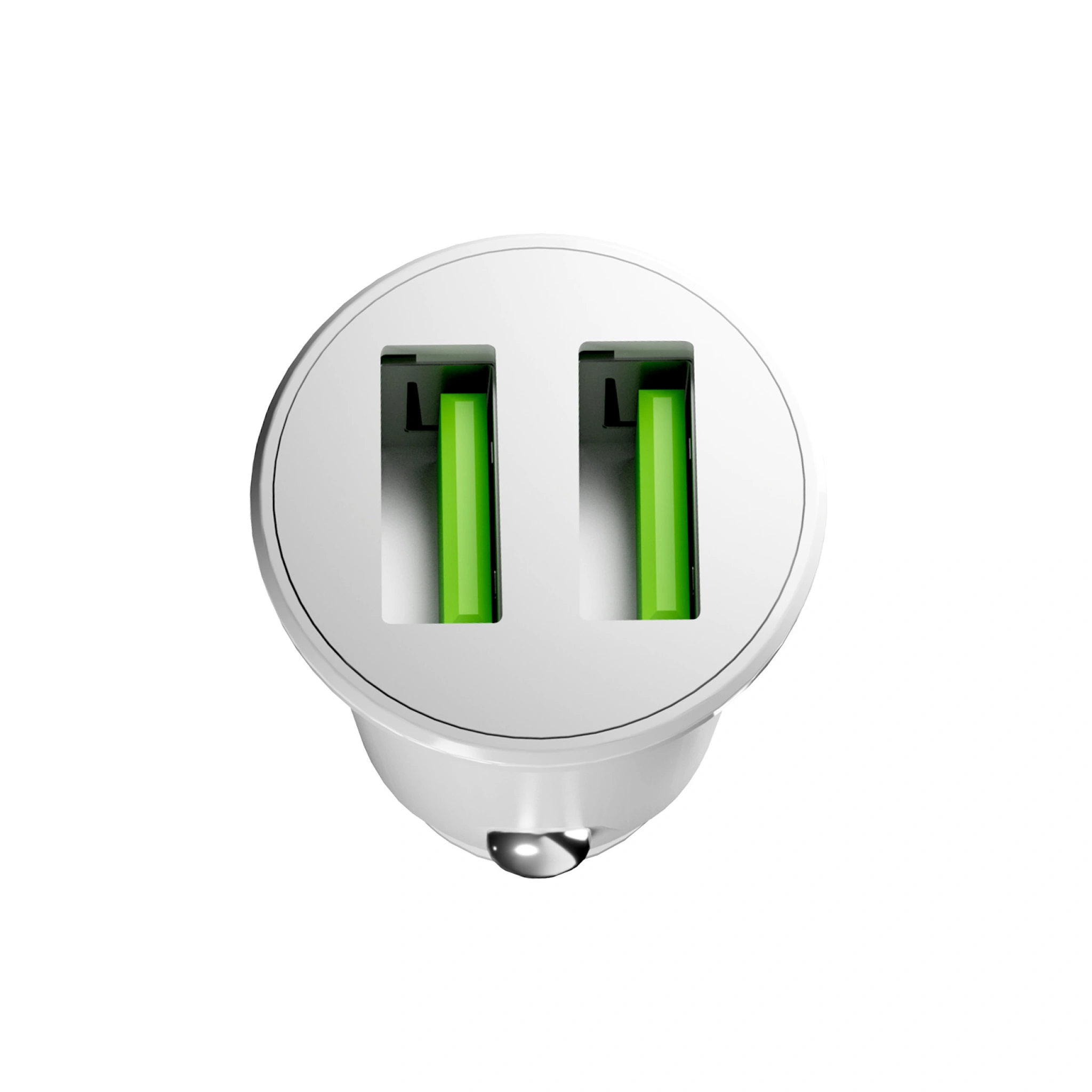 PURO Pro Lite billaddare med 2 USB-A-portar. Vit