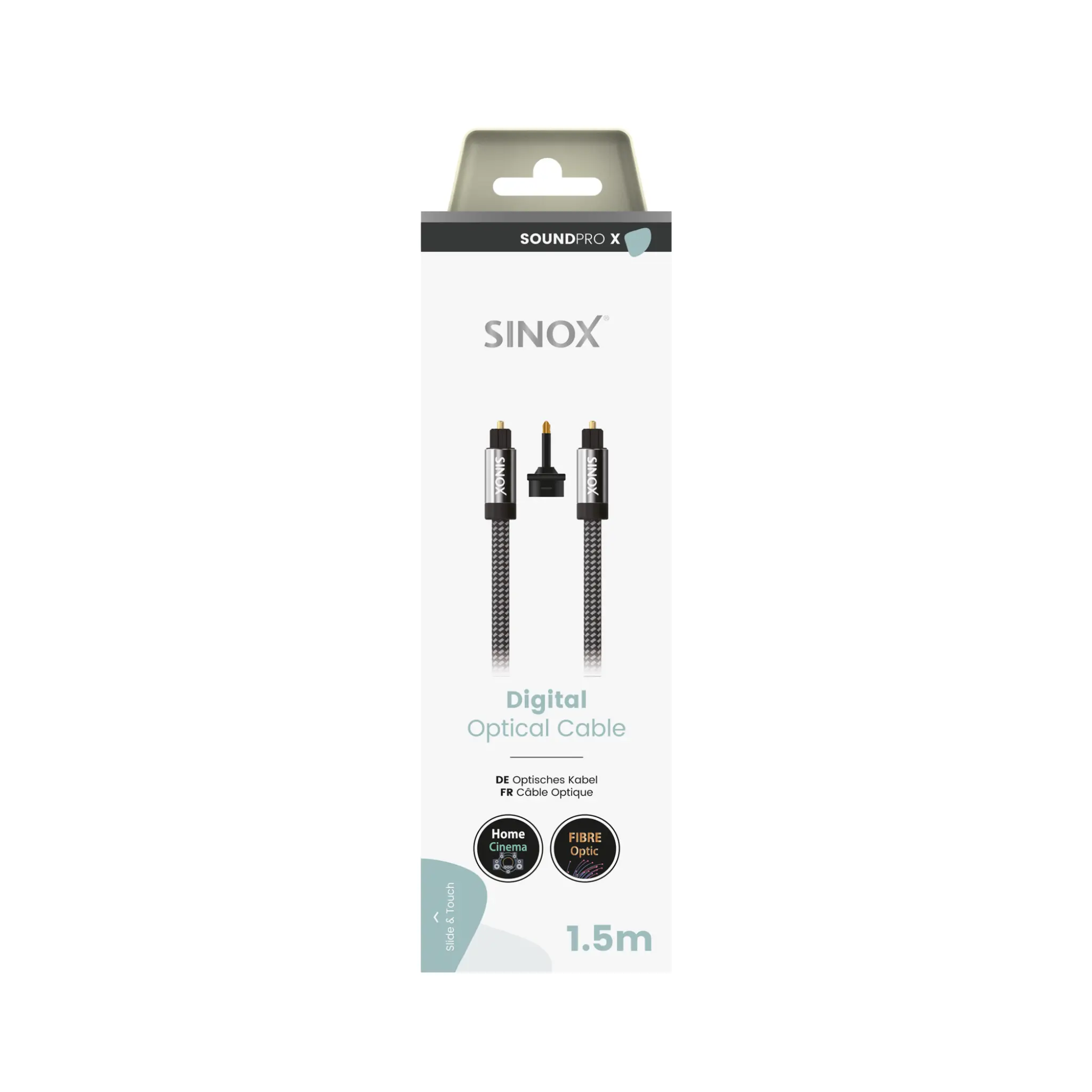 Sinox PRO X Optisk Digitalkabel. 1,5m. Svart