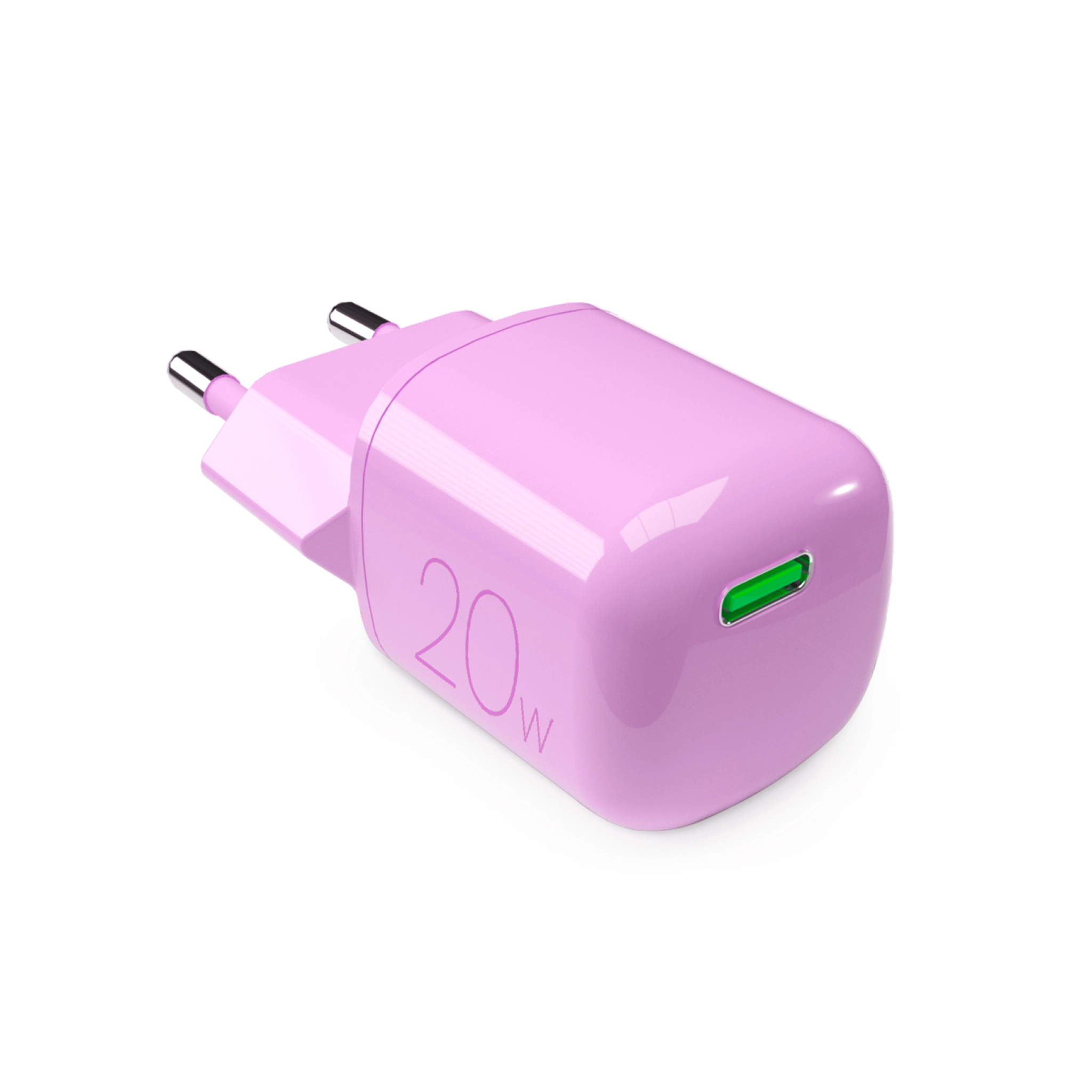 PURO MiniPro 20W USB-C väggladdare - GAN-teknik. Rosa
