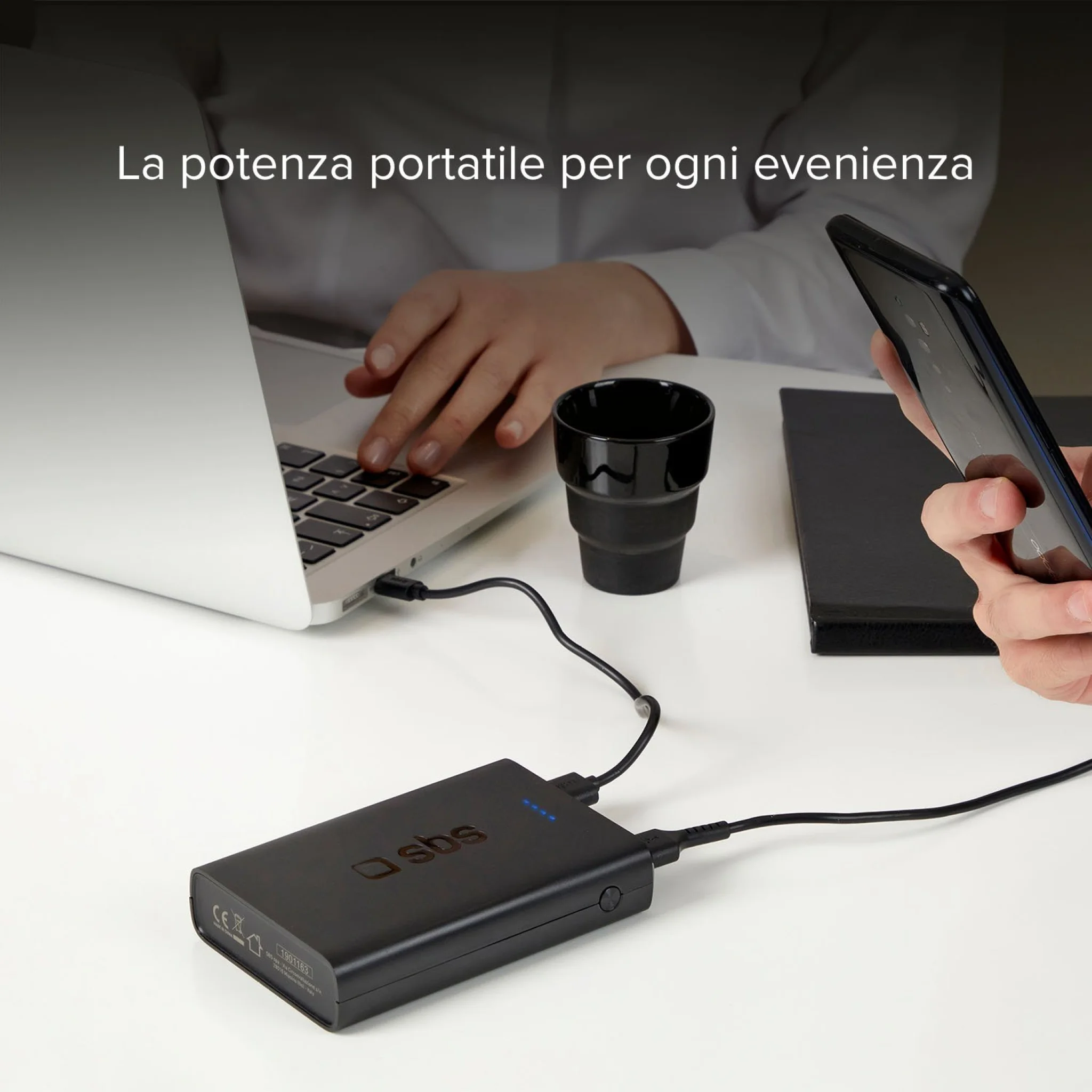 SBS Powerbank 20.000 mAh. Svart