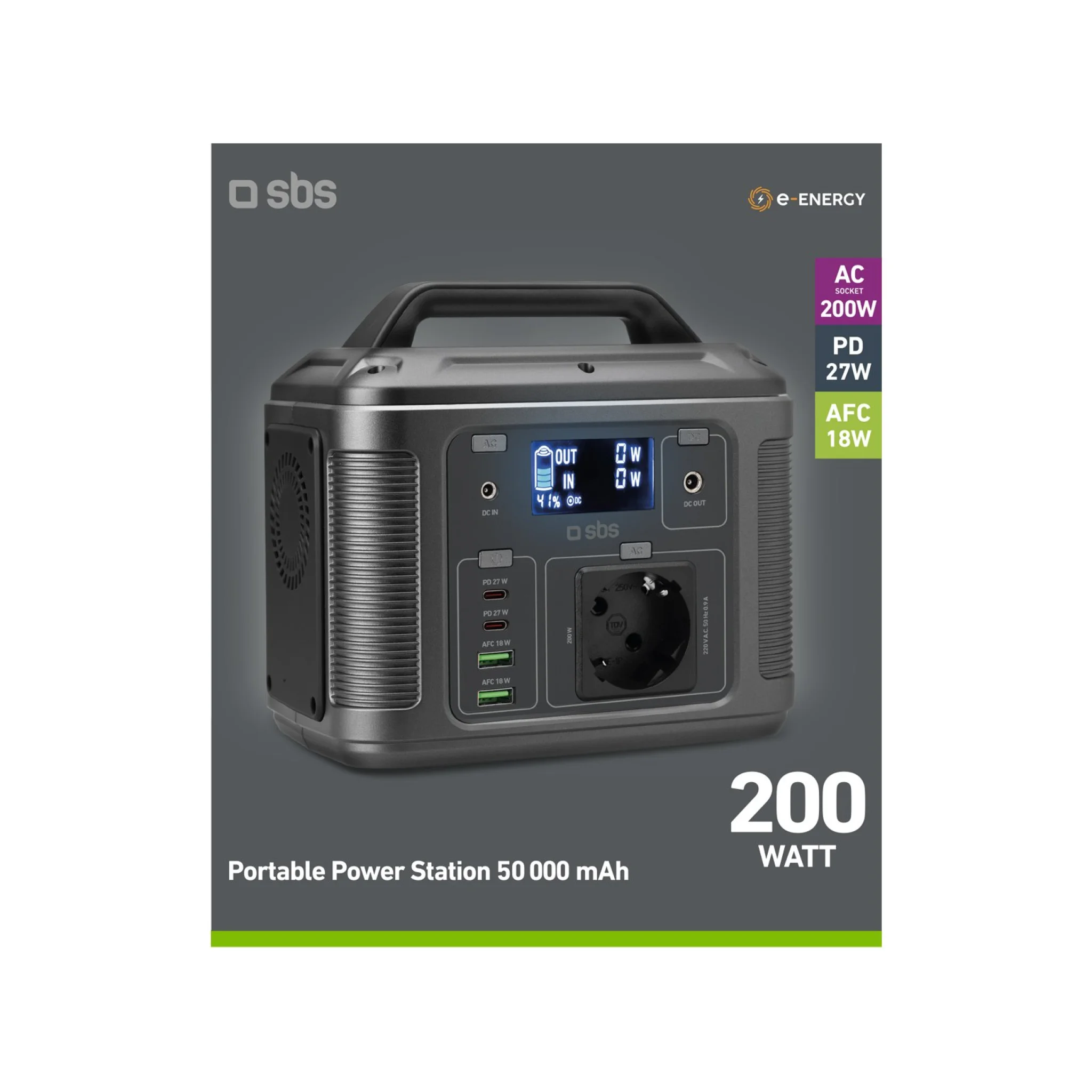 Sbs Portabel 200W laddningsstation. Svart