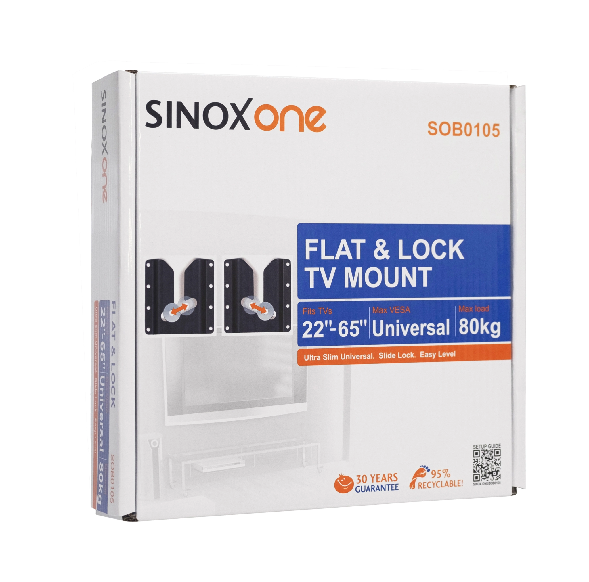 Sinox One TV väggfäste. 22"-65". Svart