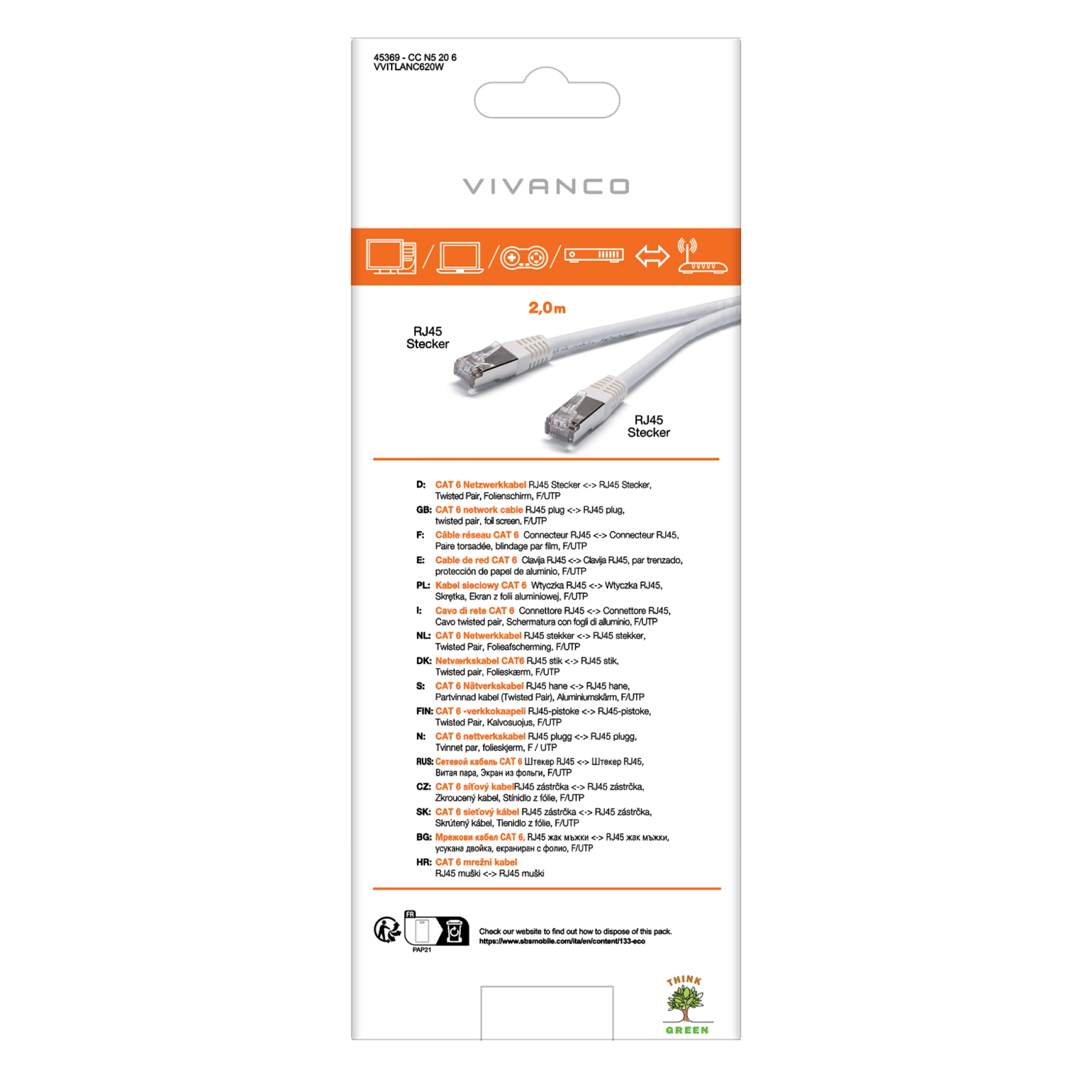 Vivanco Cat 6 nätverkskabel