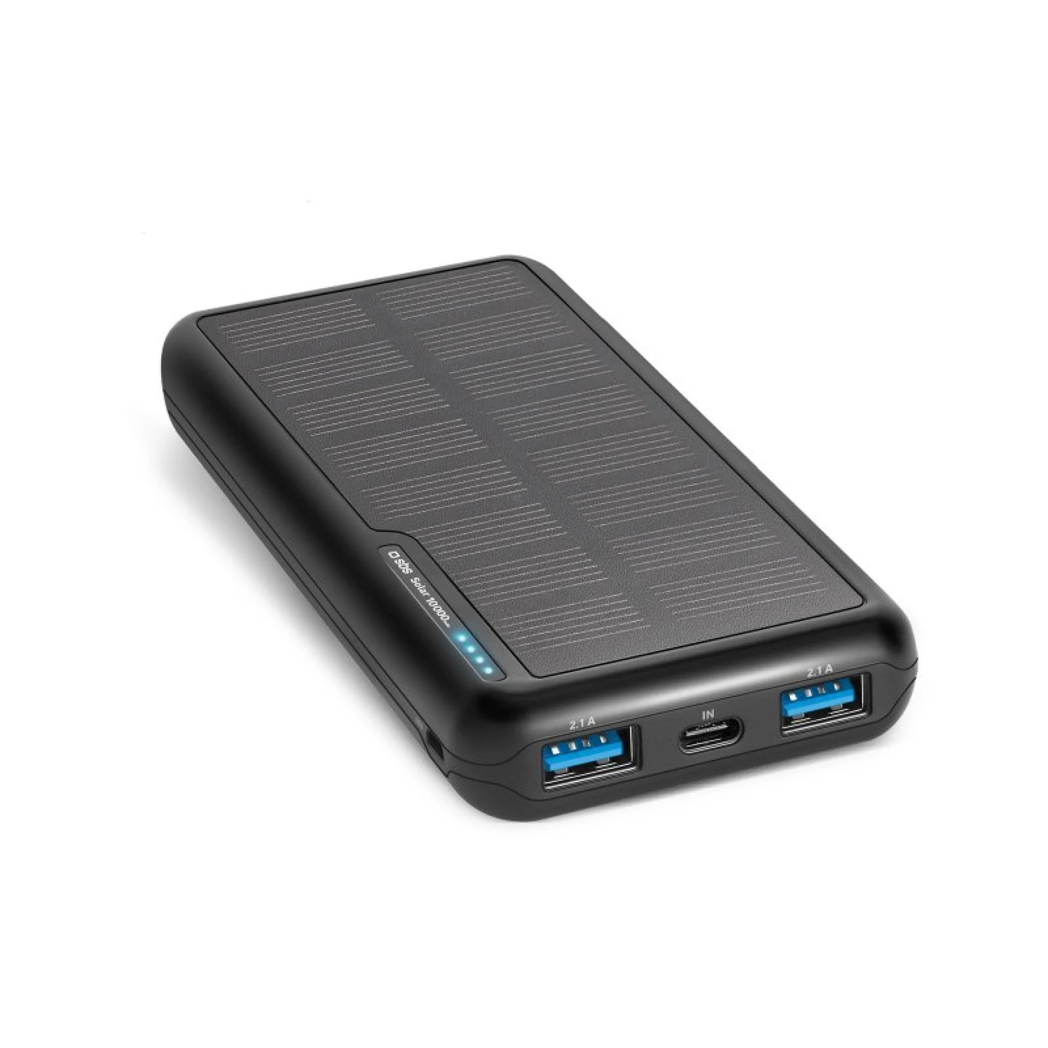 SBS powerbank med solceller. 10.000 mAh. Svart