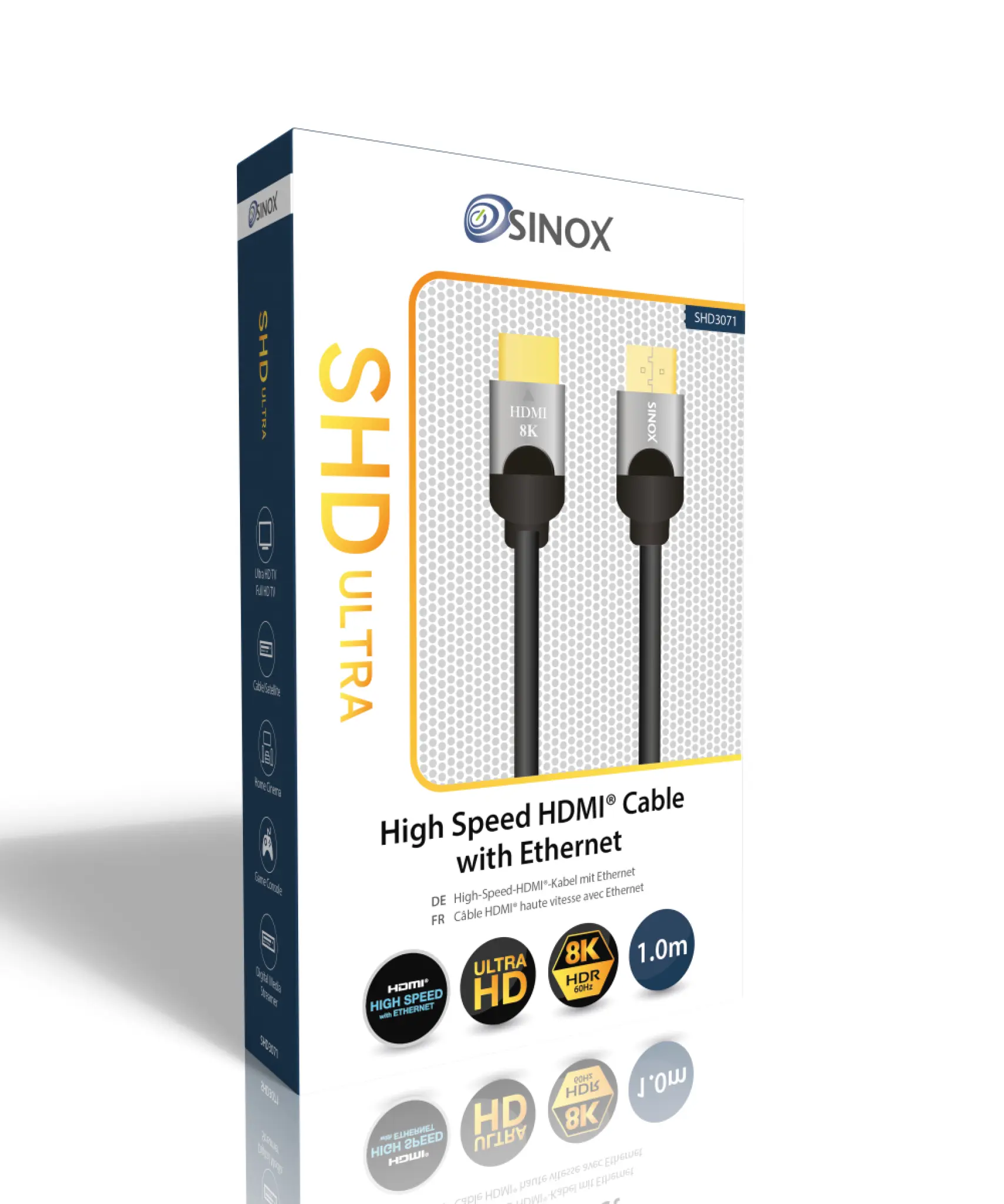 Sinox SHD HDMI kabel 8K60HZ+E. 1m. Svart