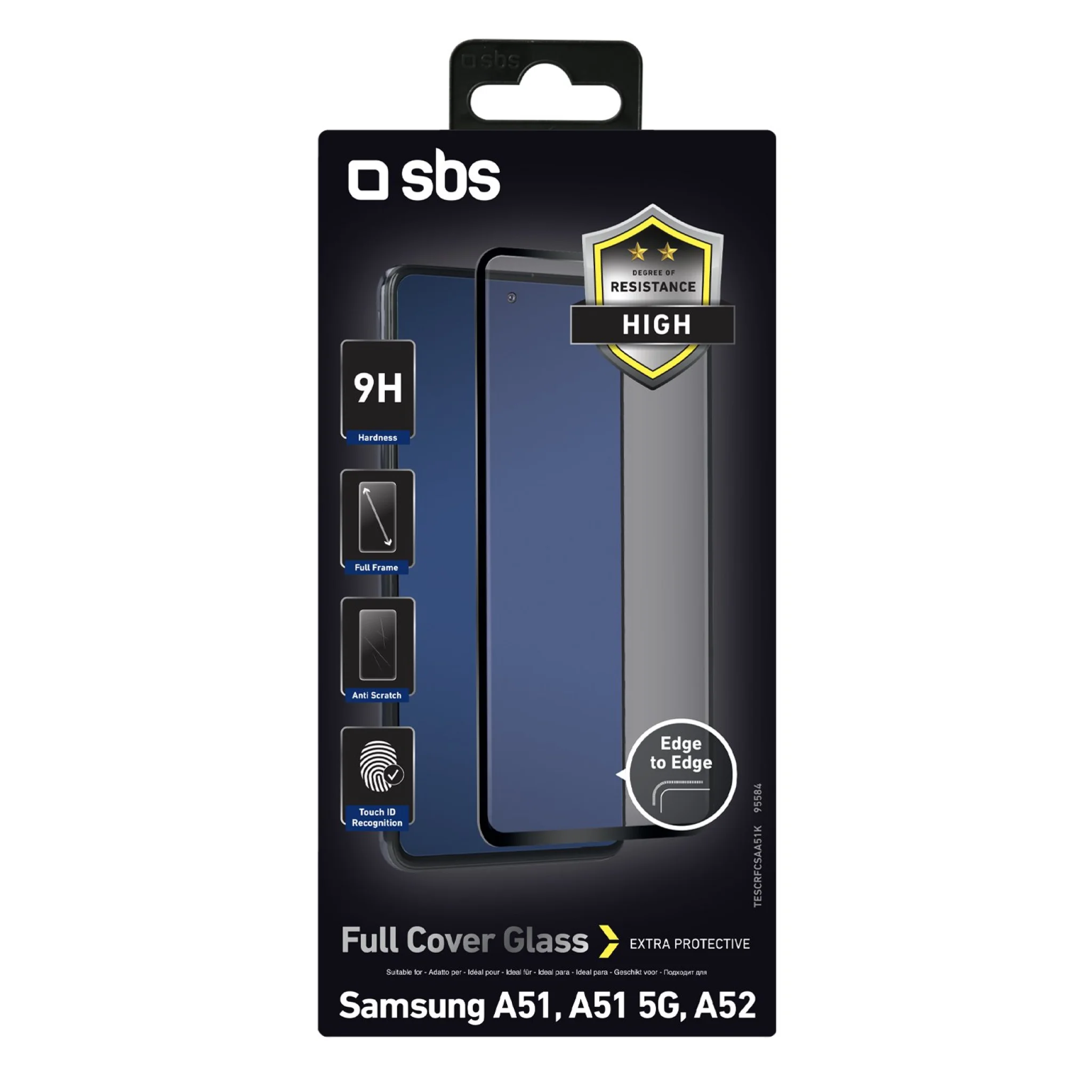 SBS skyddsglas för Samsung Galaxy A51 / A52 / A52s / A53®. Svarta kanter