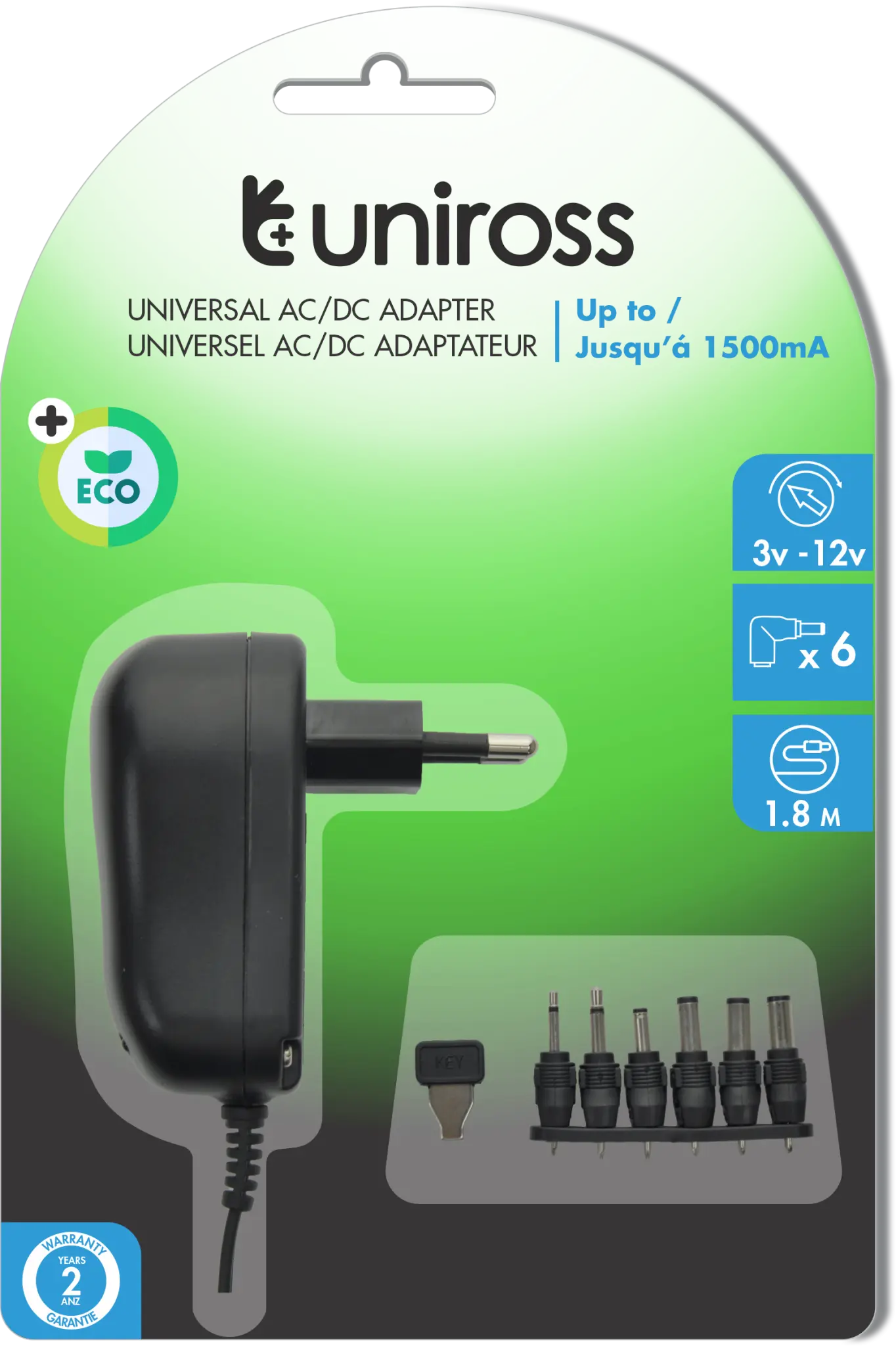 Uniross universal strömförsörjning 1,5A