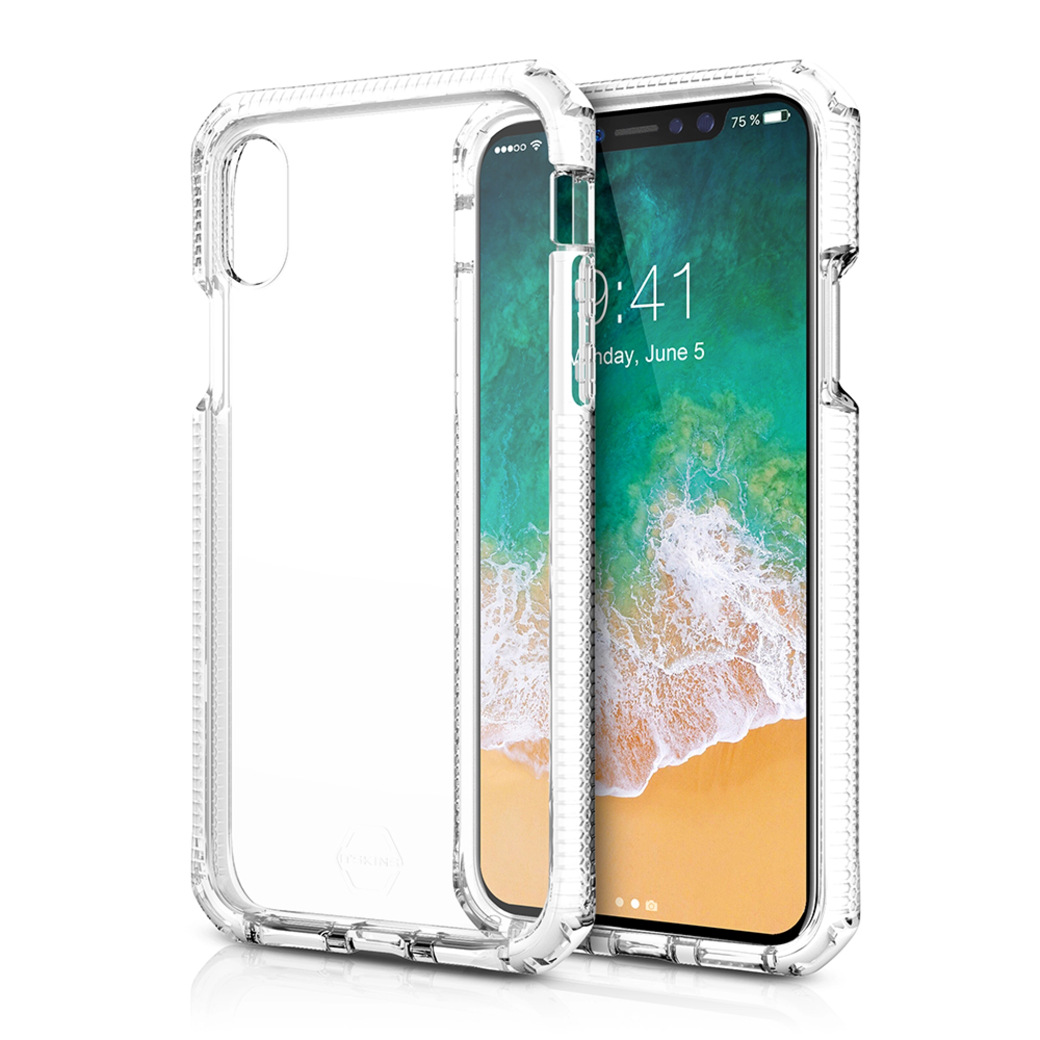 ITSKINS SUPREME CLEAR skal för iPhone XS / X®. Vit och transparent
