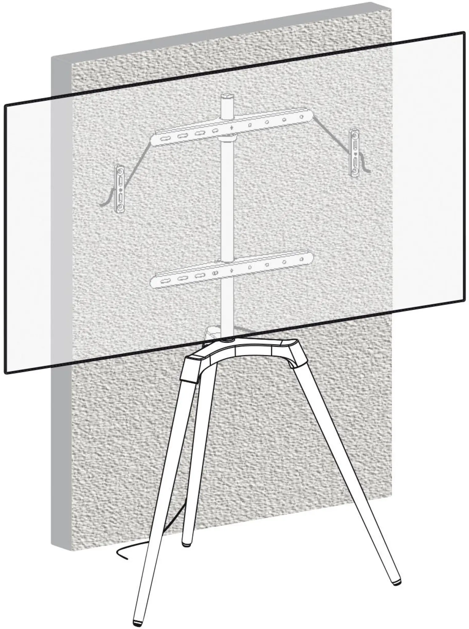 Tripod TV Golvställ. 42"-65". Vit & bok