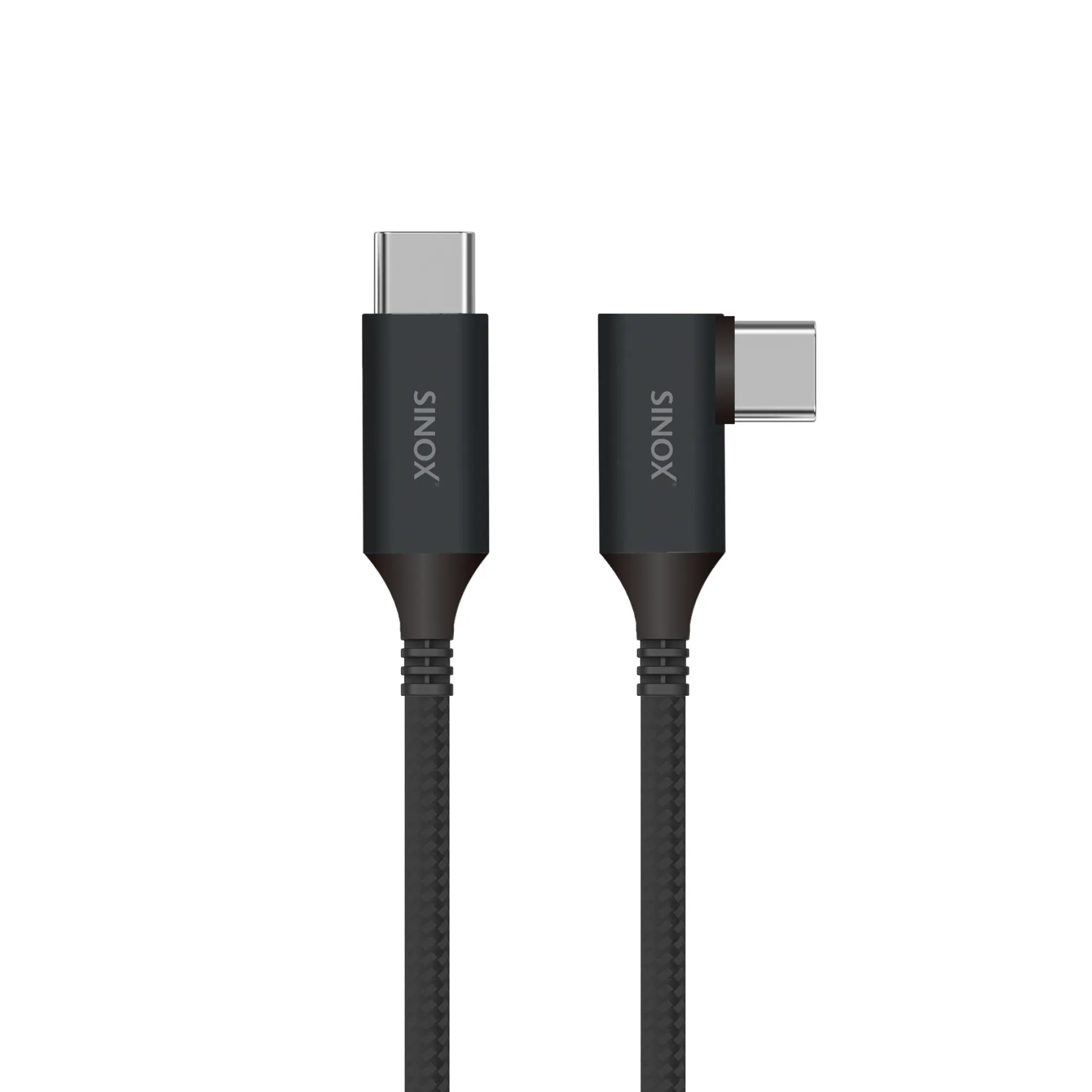 Sinox PRO USB C 3.2 Gen 2 vinklad kabel. 2m. Svart