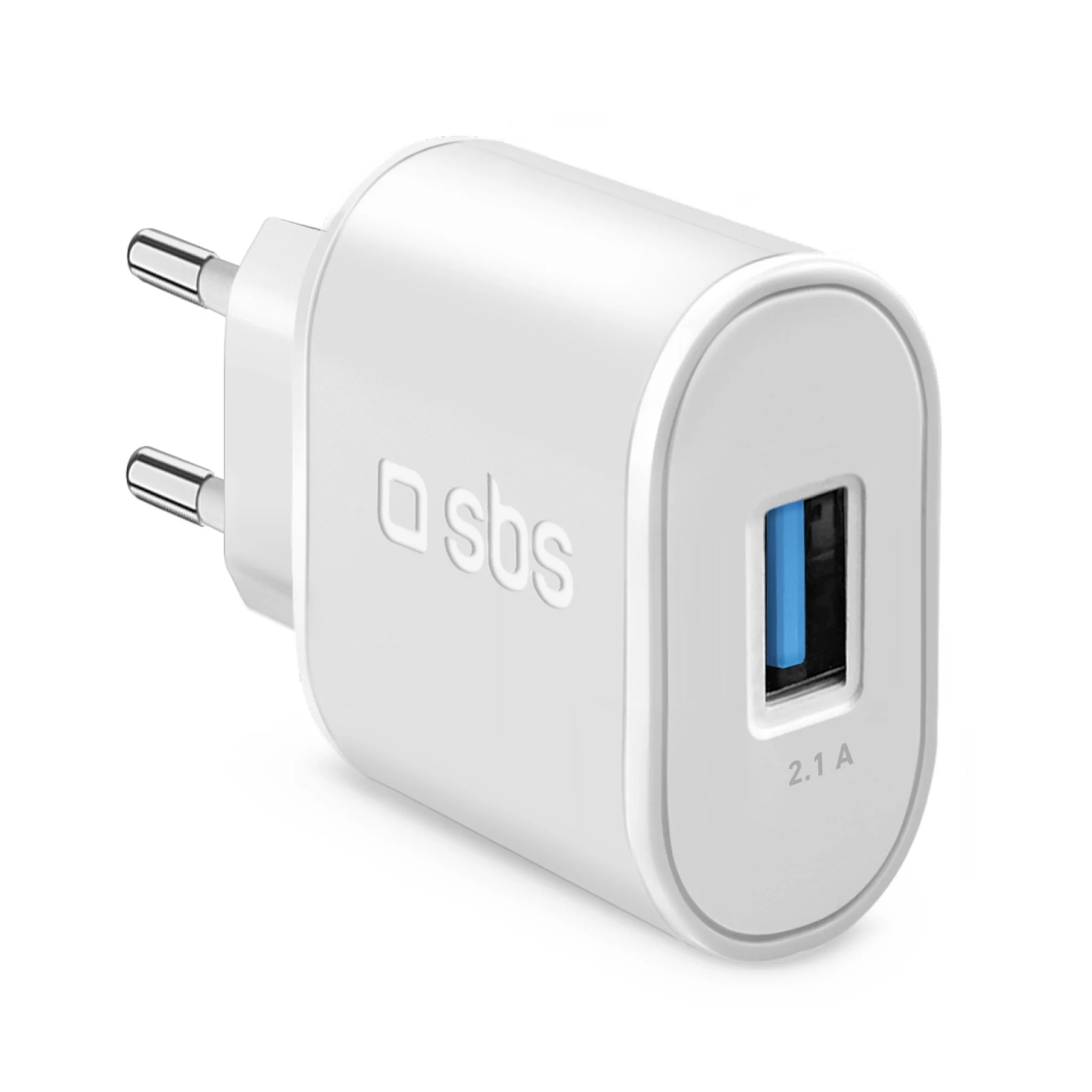SBS 2100 mAh USB travel charger. Vit