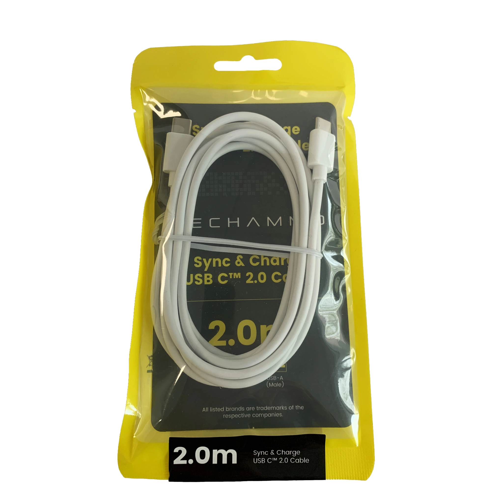 Techammo USB C-kabel. 2m. Vit
