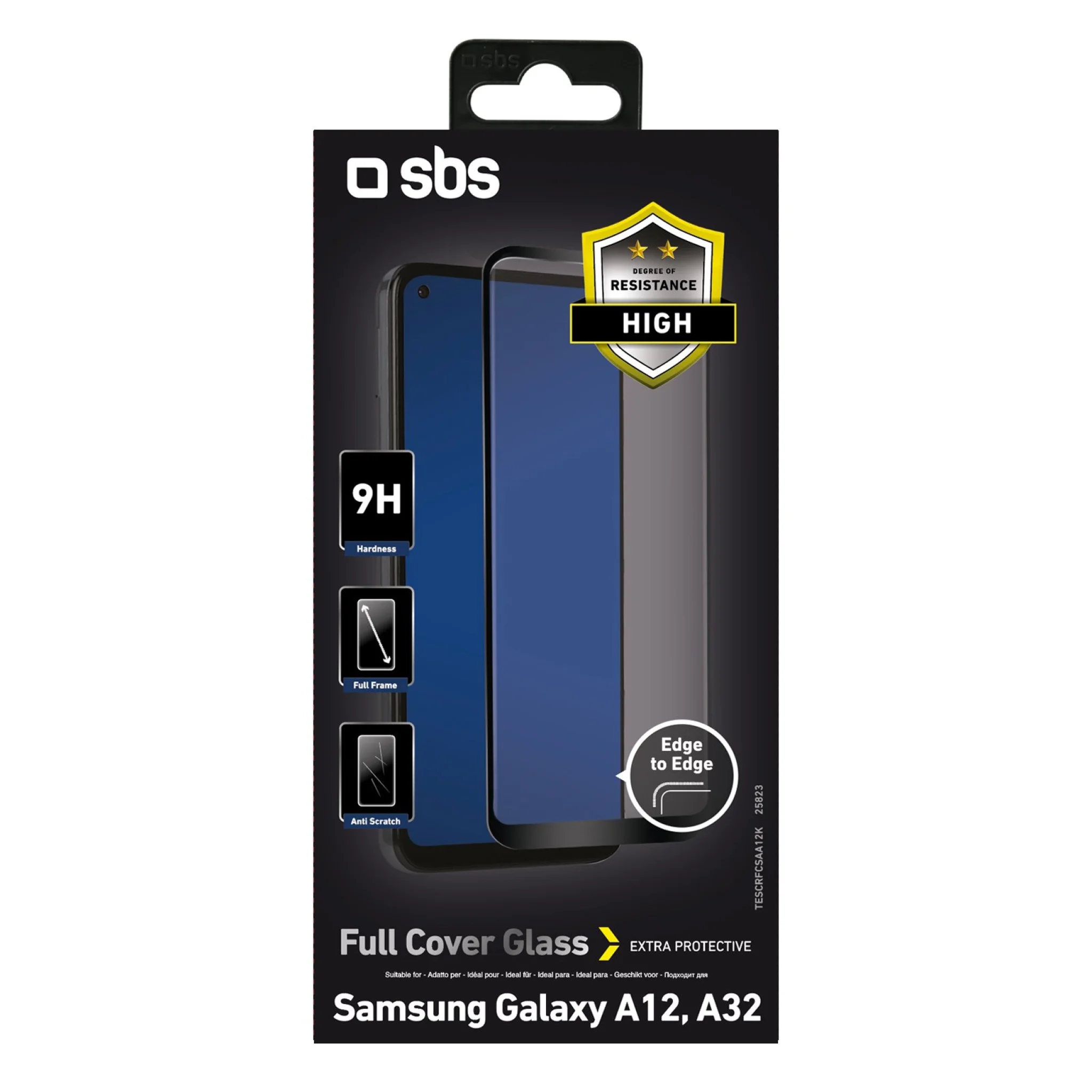 SBS skyddsglas för Samsung Galaxy A12 / A32 5G / M12 / A13 5G / A03®. Svarta kanter