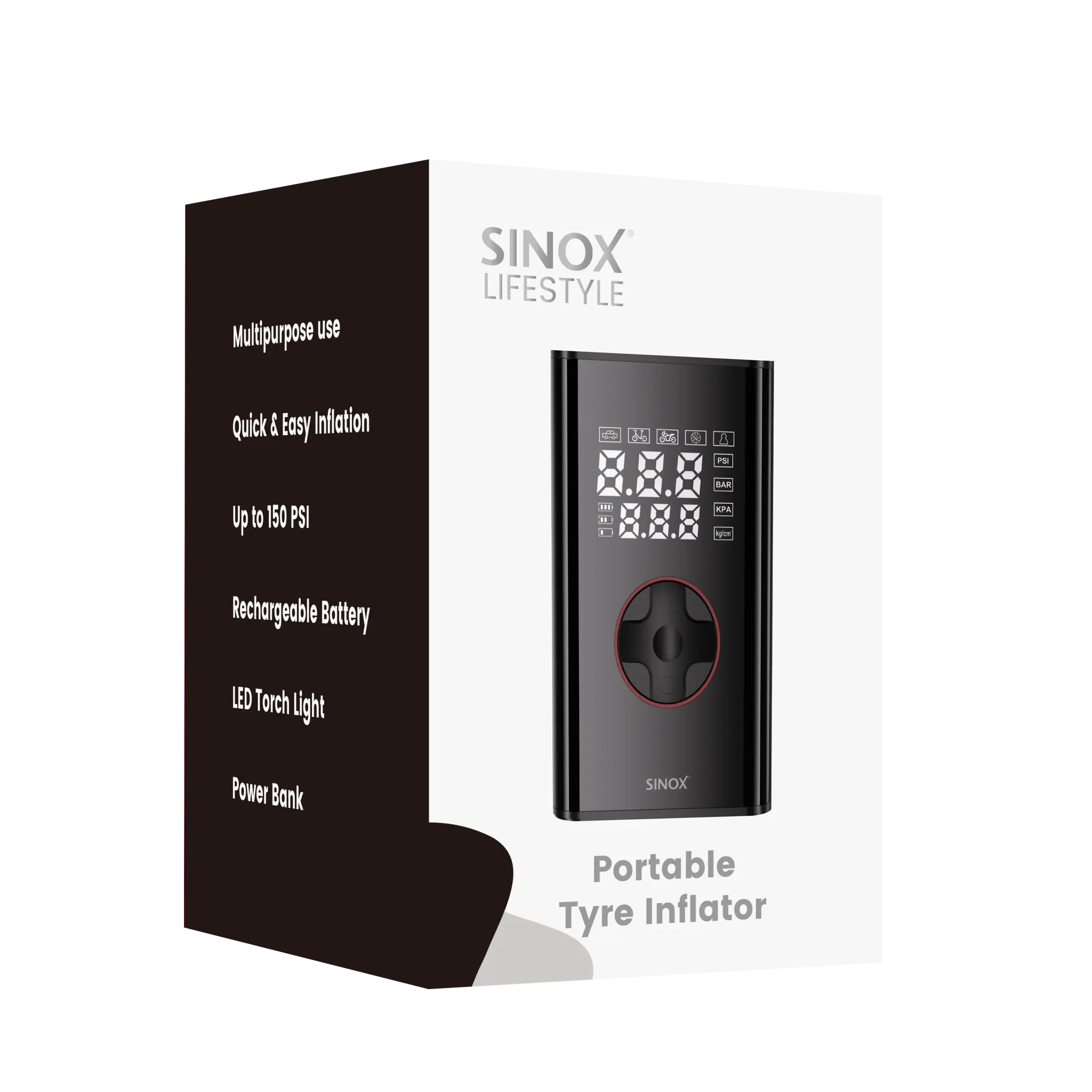Sinox Lifestyle Pocket Kompressor. Svart