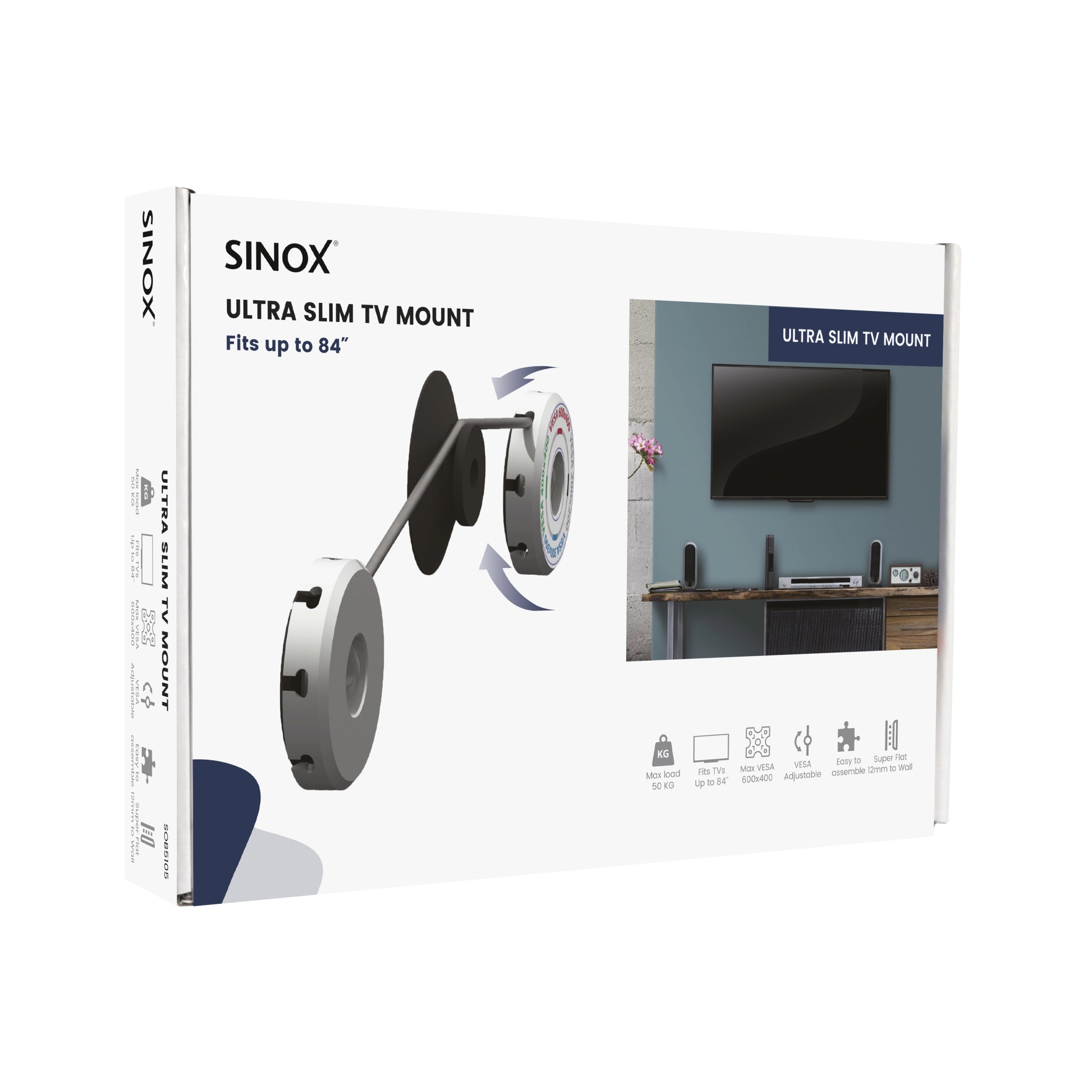 Sinox One TV ultrasmalt väggfäste. 19"-84"