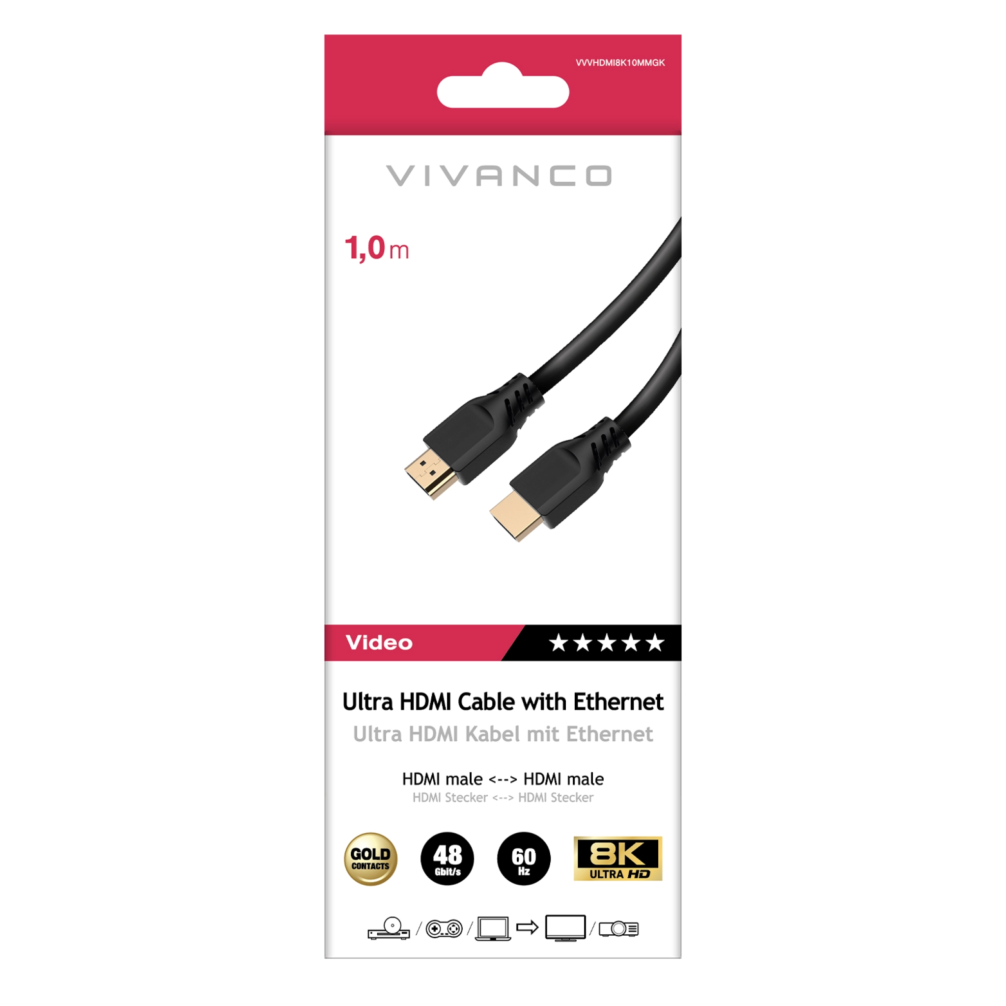 Vivanco HDMI 2.1-kabel för 8K