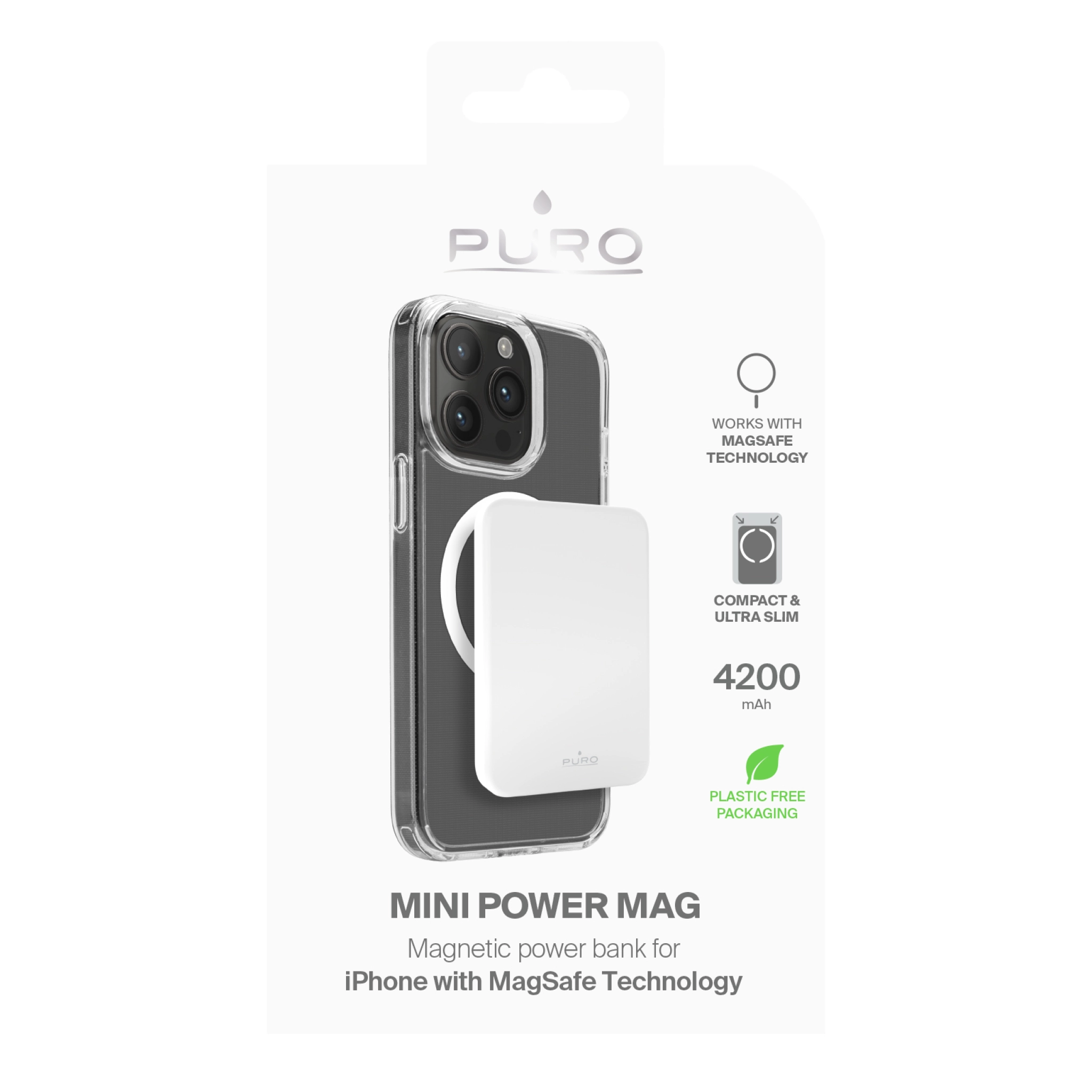 PURO Power Bank Wireless "Mini Power Mag" 4200 mAh för iPhone