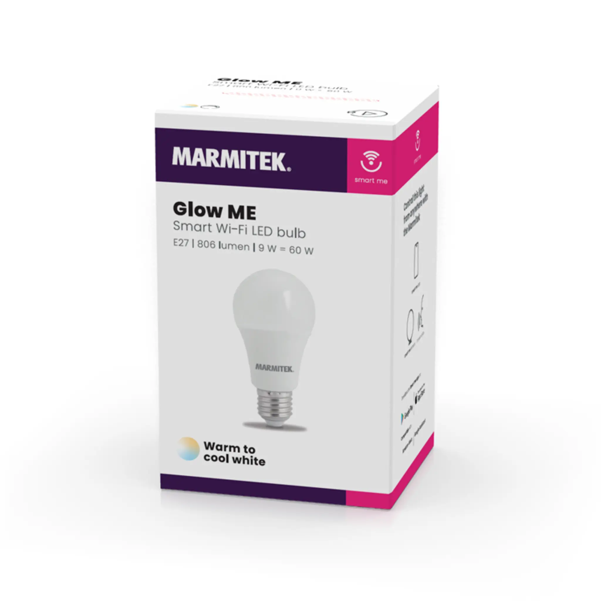 Marmitek Glow ME. E27. Kallt till varmt vitt