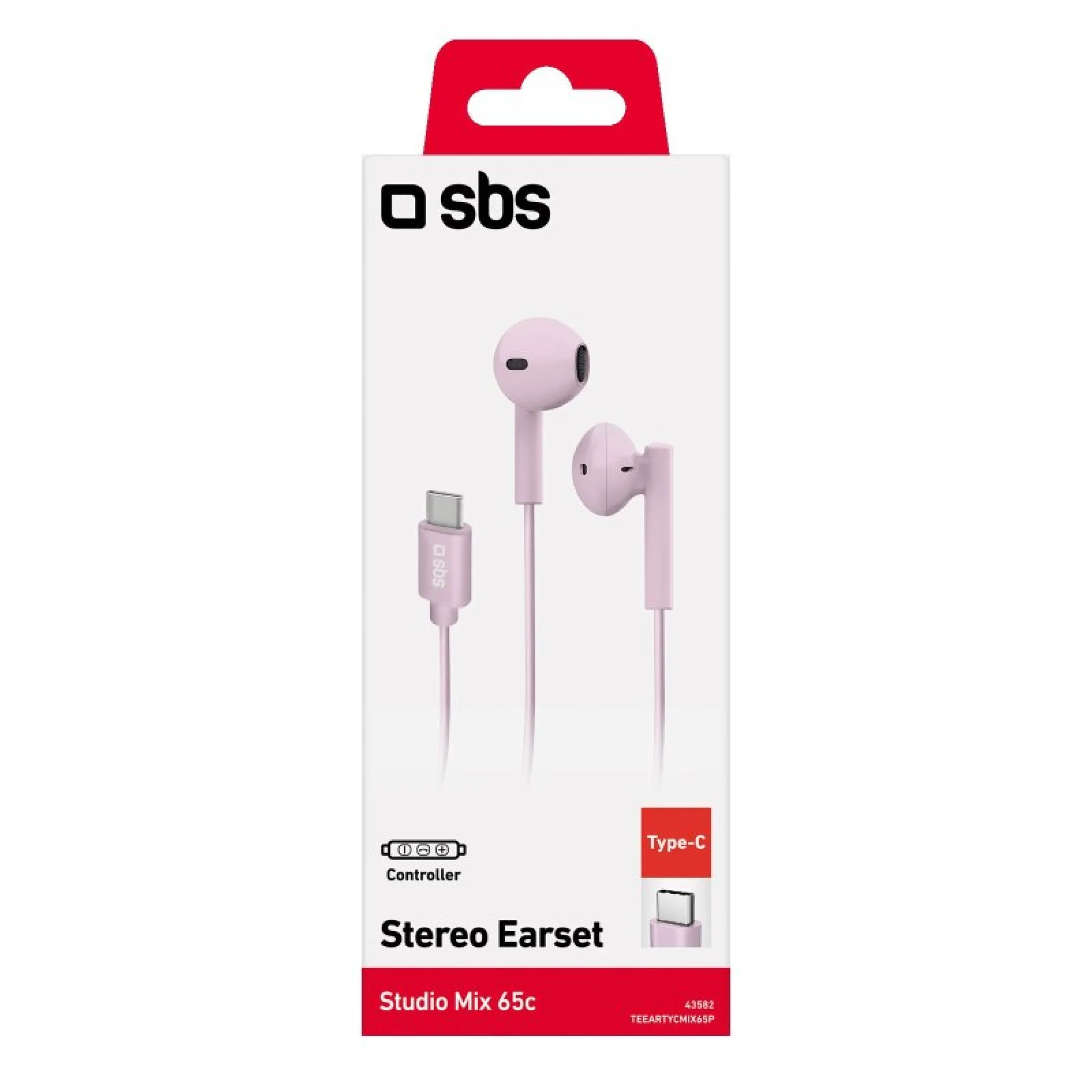 SBS in-ear stereohörlurar Studio Mix 65. Rosa