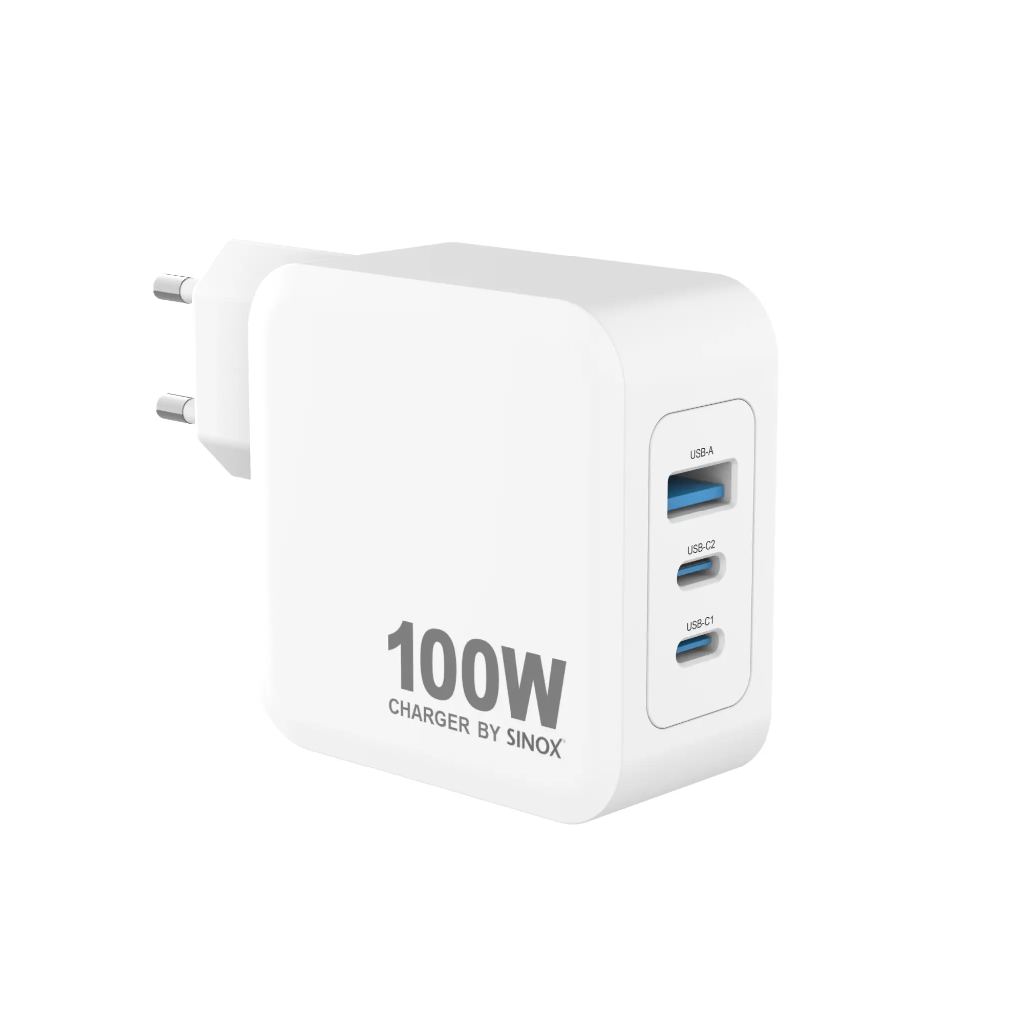Sinox PRO väggladdare 2xUSB-C 1xUSB-A PD 100W. Vit