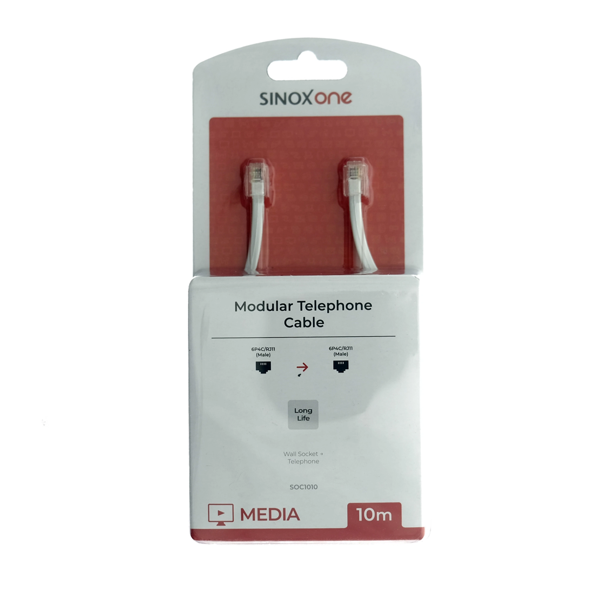 Sinox One Telefonkabel. 10m. Vit