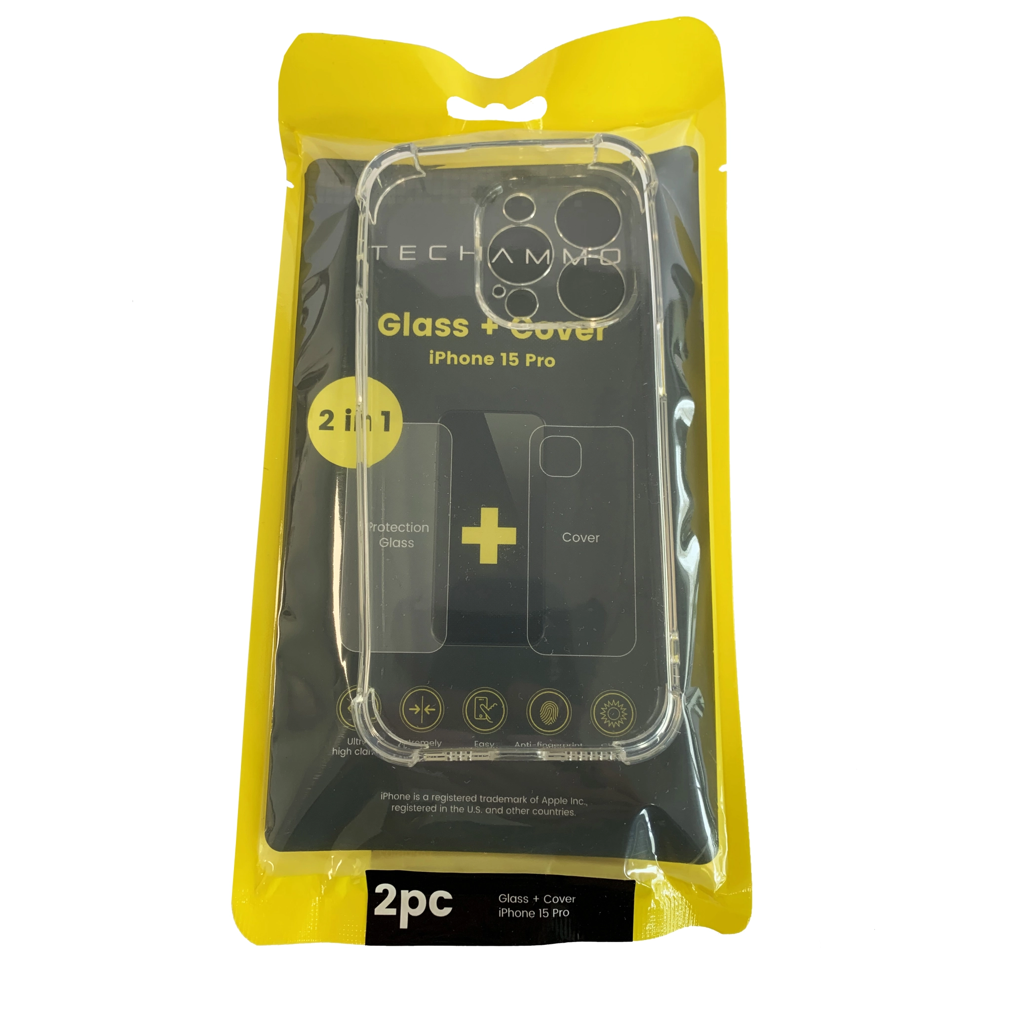 Techammo skyddsglas + cover iPhone® 15 Pro