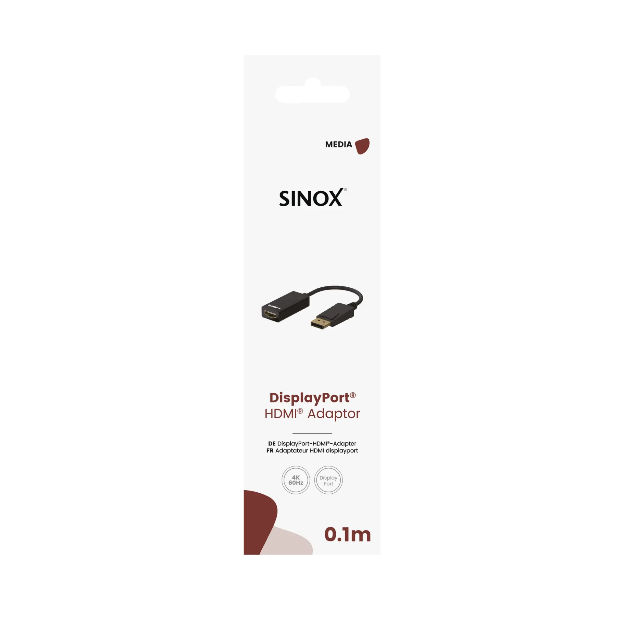Sinox DisplayPort™ adapter. 0,1m. Svart