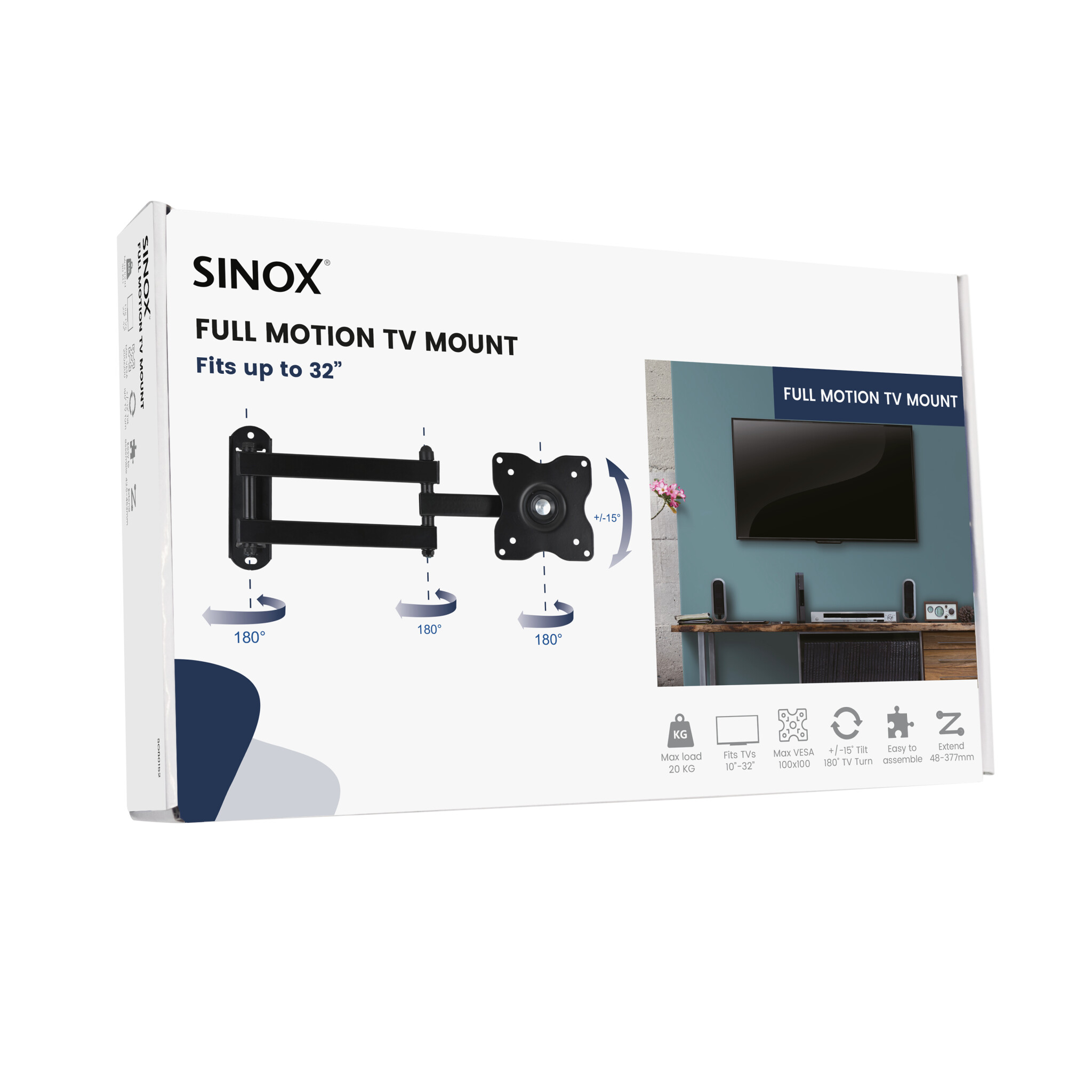 Sinox One väggfäste för TV. 10"-32". Svart