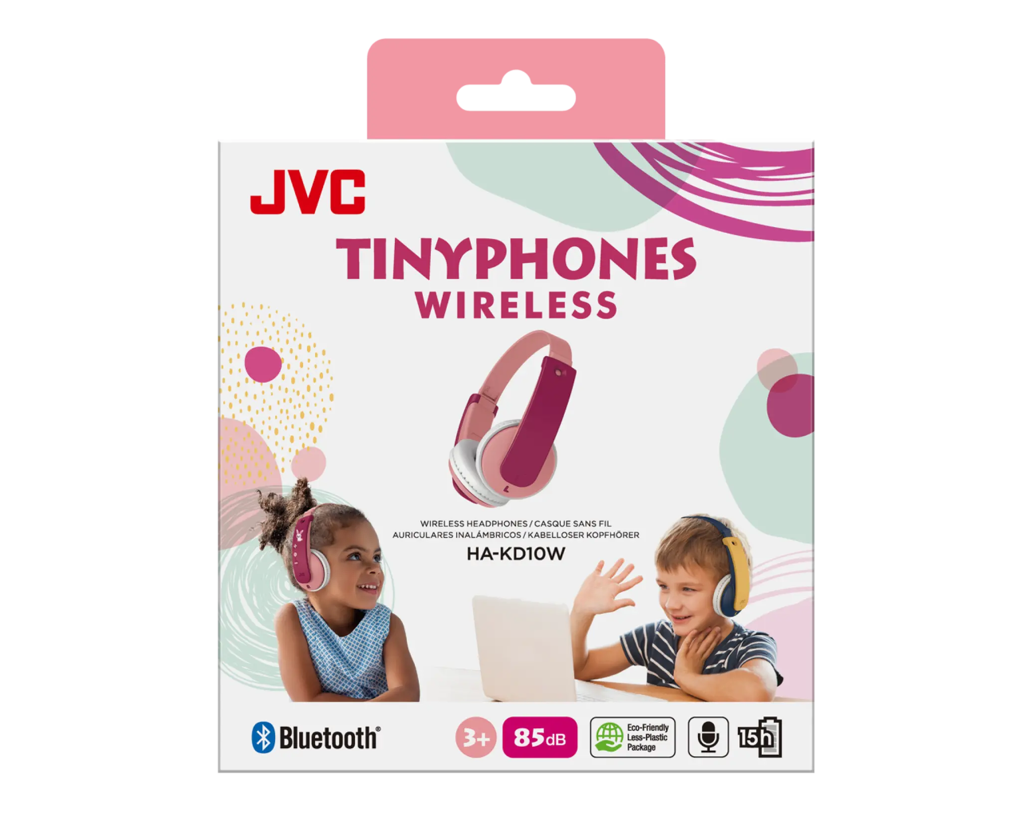 JVC Tinyphone trådlösa hörlurar för barn. Rosa