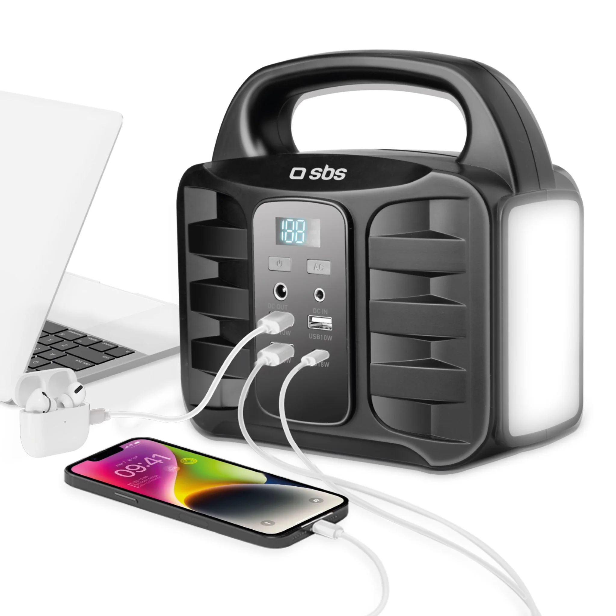 Sbs Portabel 150W laddningsstation. Svart