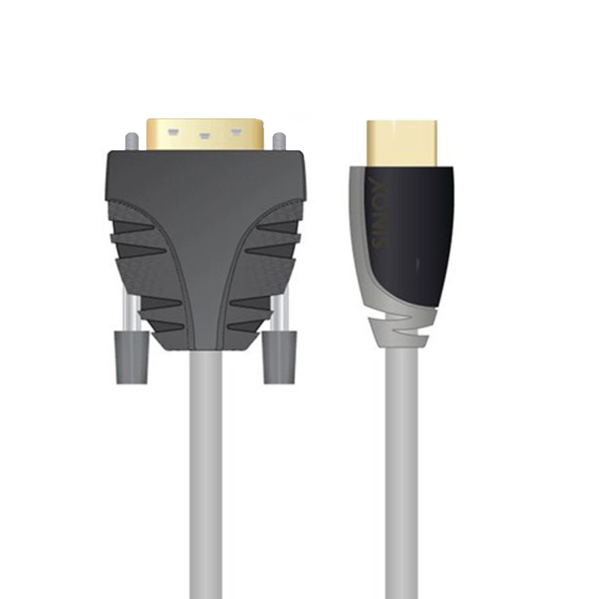 Sinox HDMI™- till DVI-kabel. 5m. Grå/svart