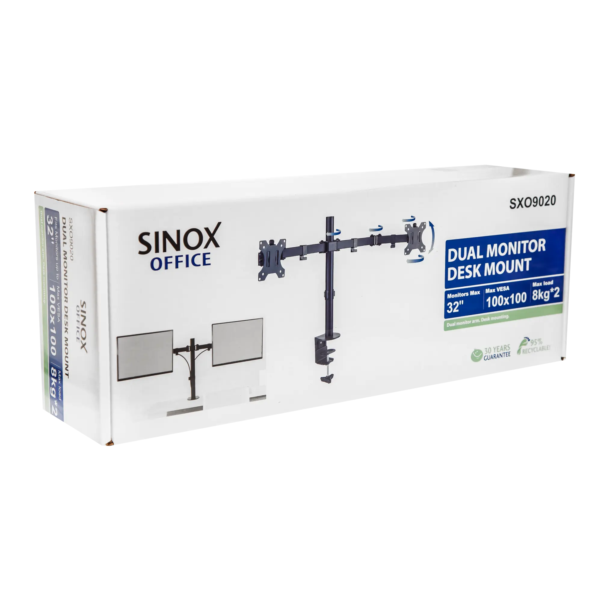 Sinox Office skärmstativ för 2 skärmar. Upp till 32". Svart