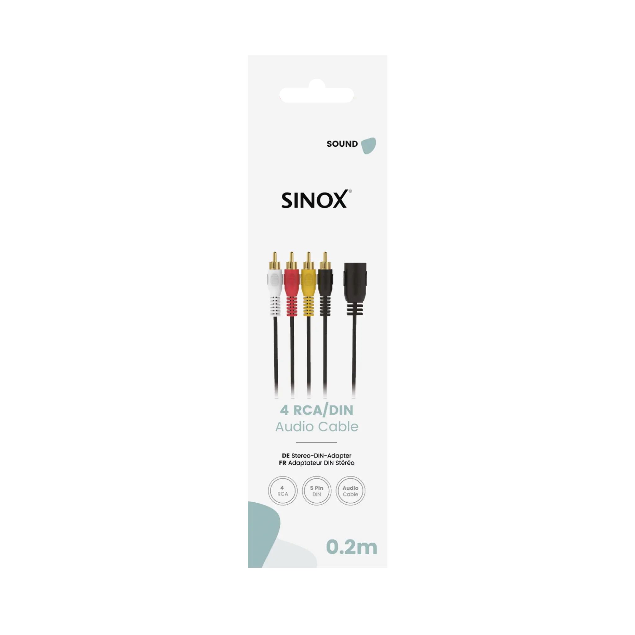 Sinox 5-pin DIN till 4 phonokabel. 0,2m. Svart