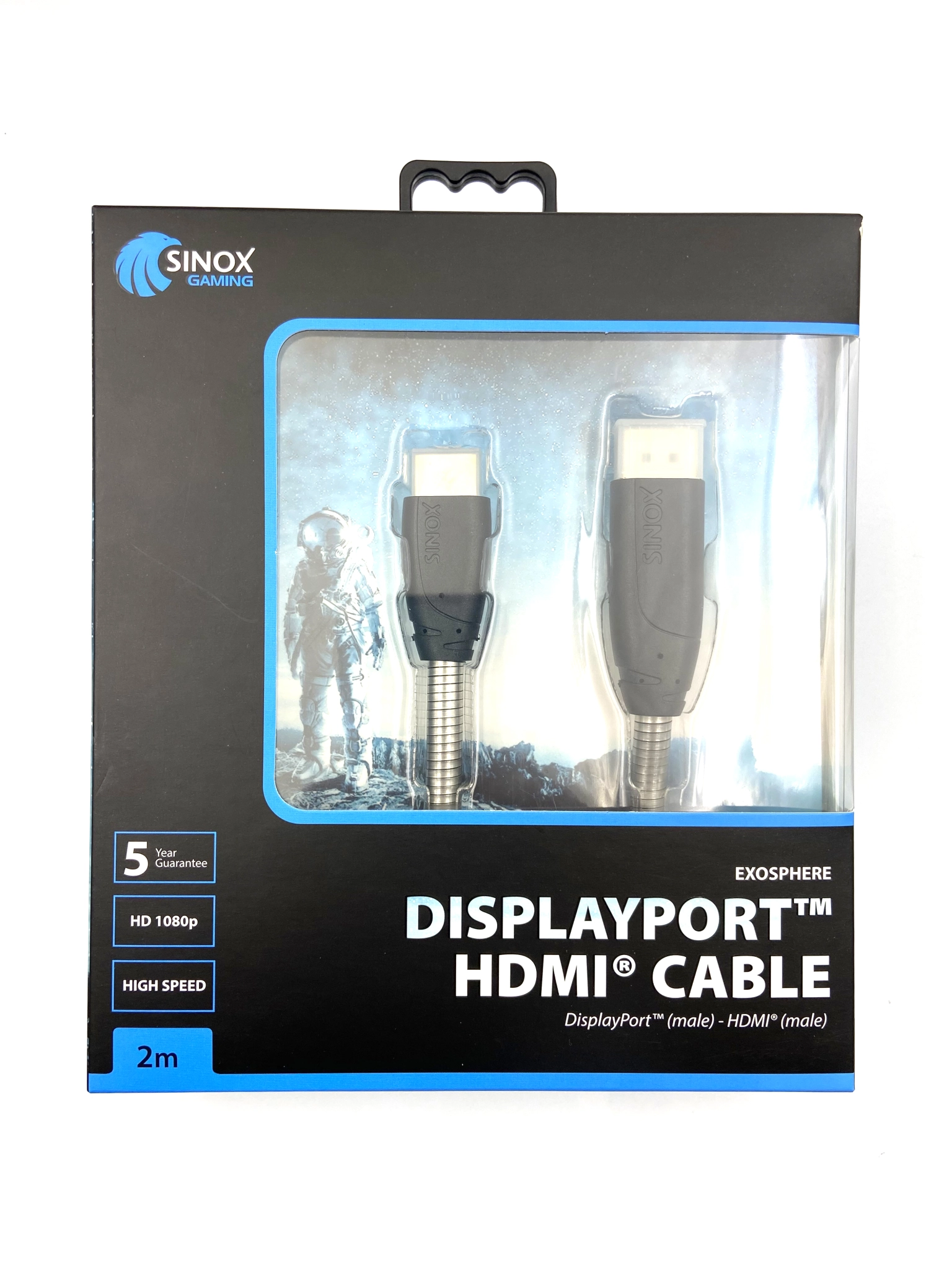 Sinox Gaming HDMI™ - DisplayPort™ 1.4-kabel. 2 m. Stål