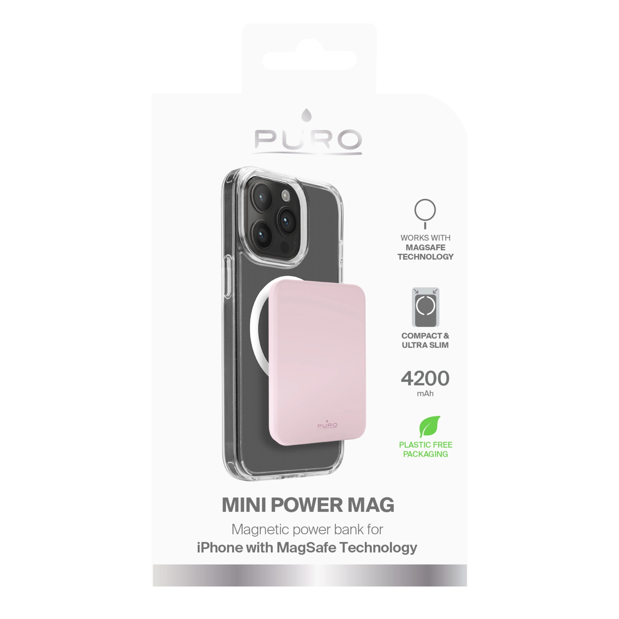 PURO Power Bank Wireless "Mini Power Mag" 4200 mAh för iPhone