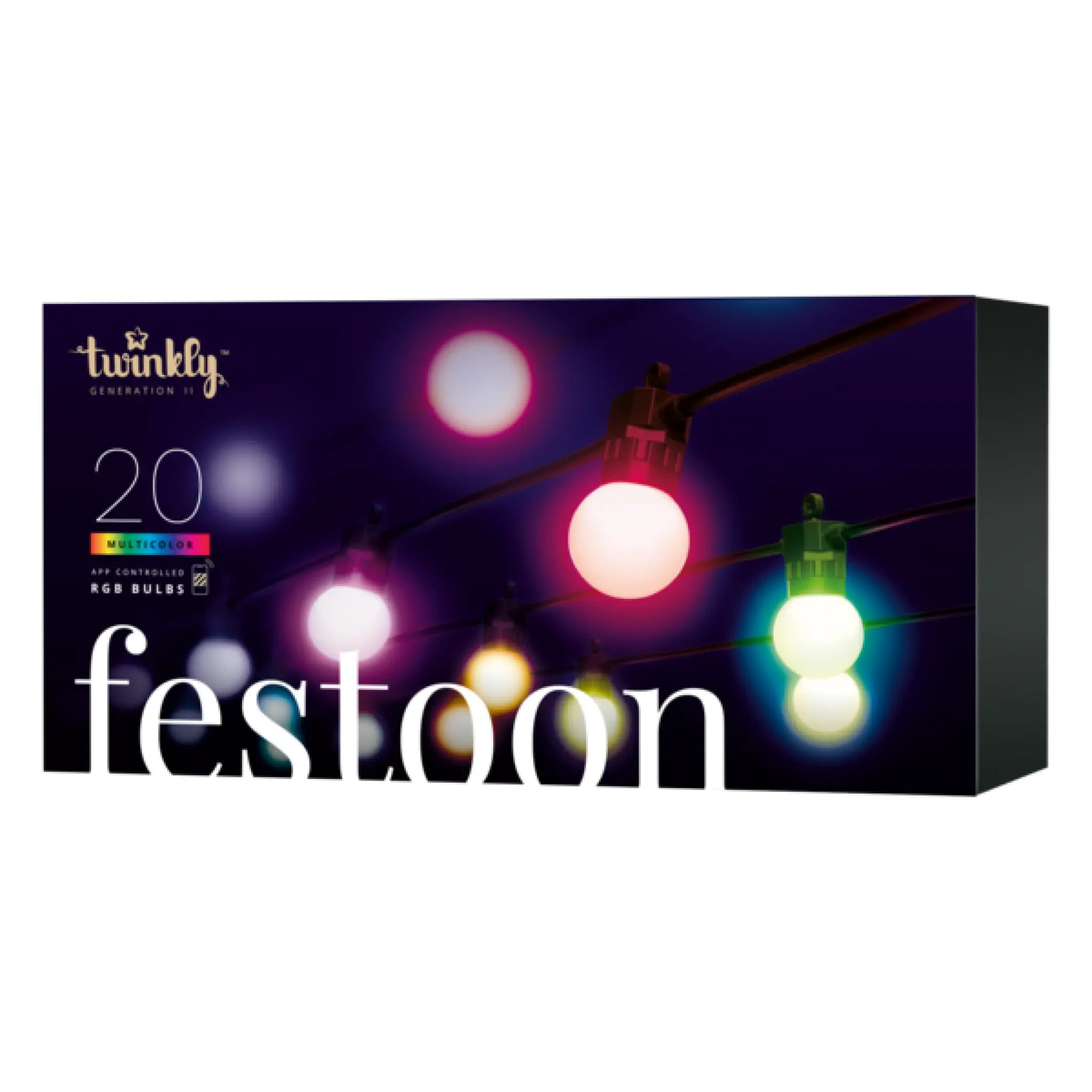 Twinkly Festoon. 10m. Black Cable