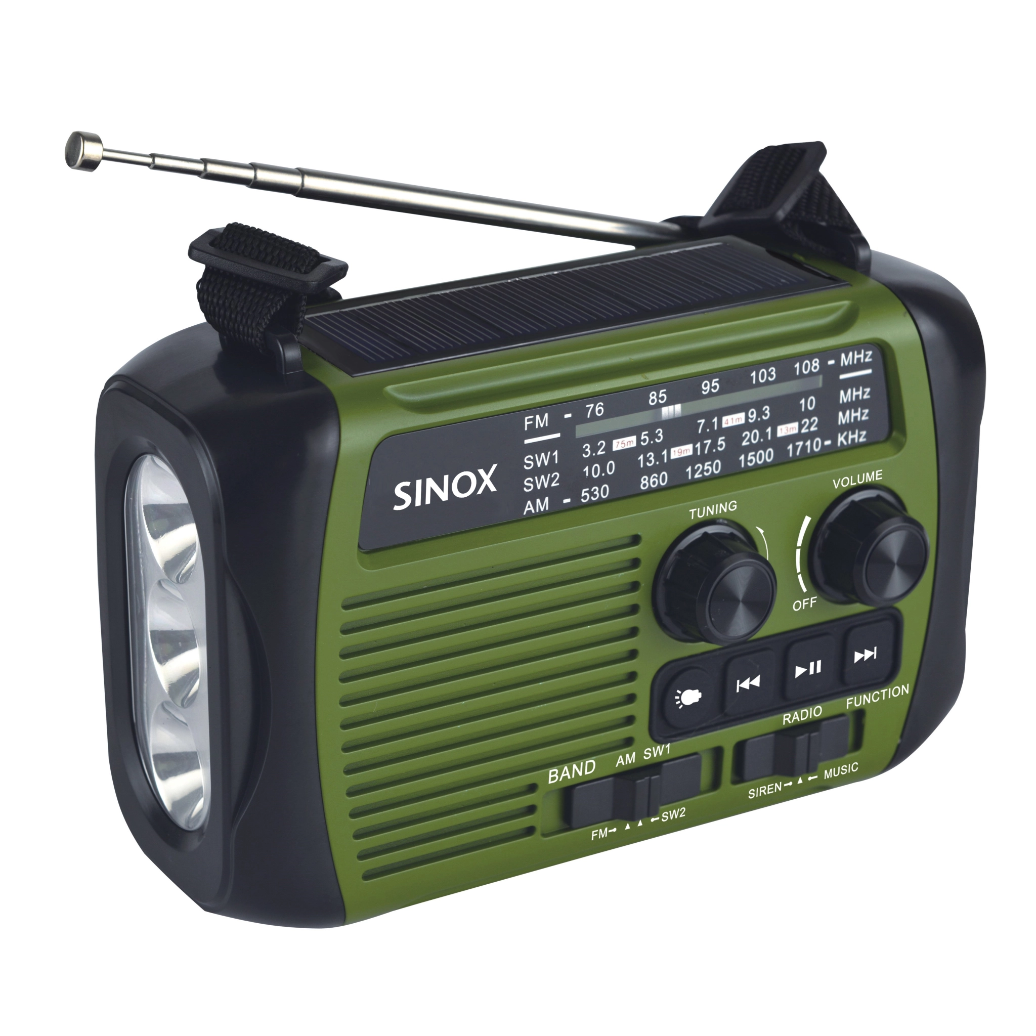 Sinox Bluetooth® nödradio. Grön