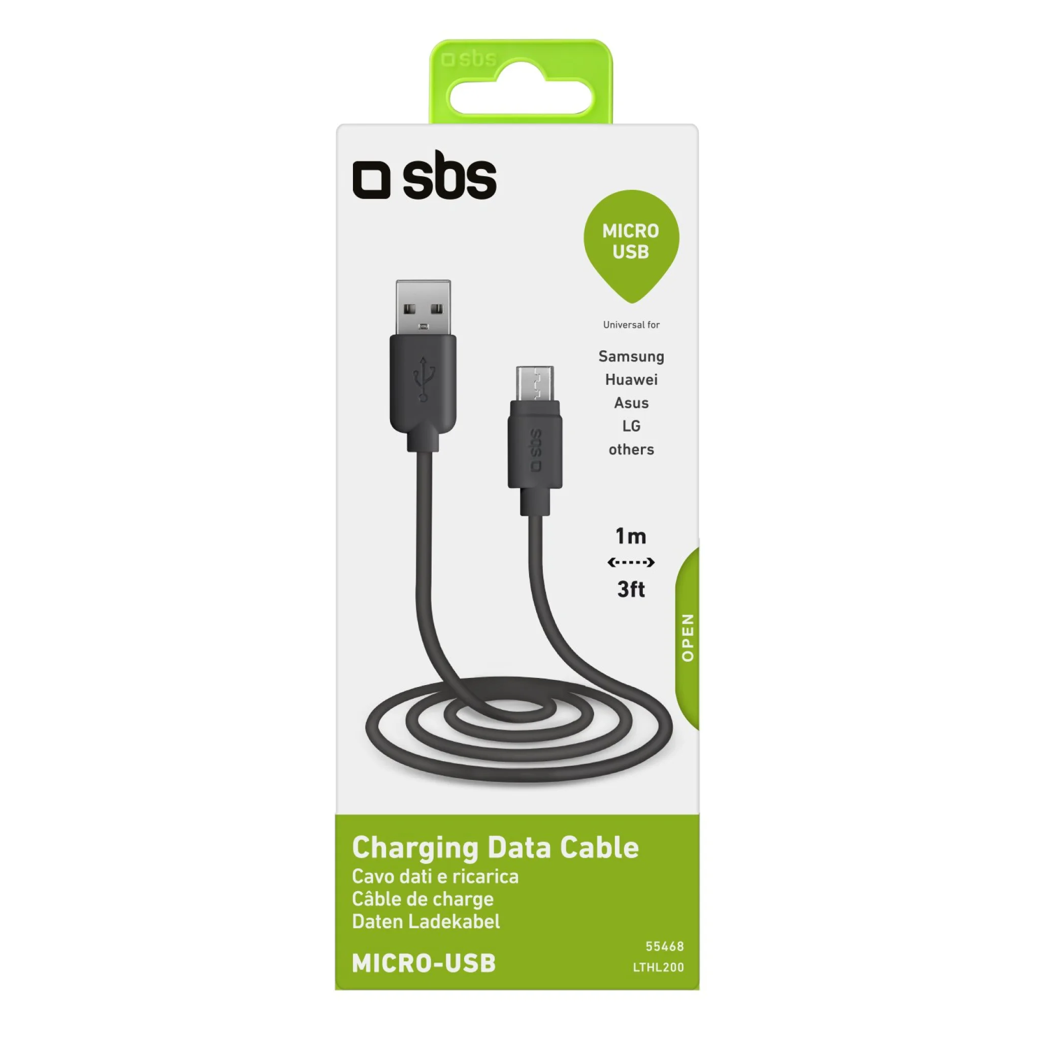 SBS Datakabel 1m. Svart
