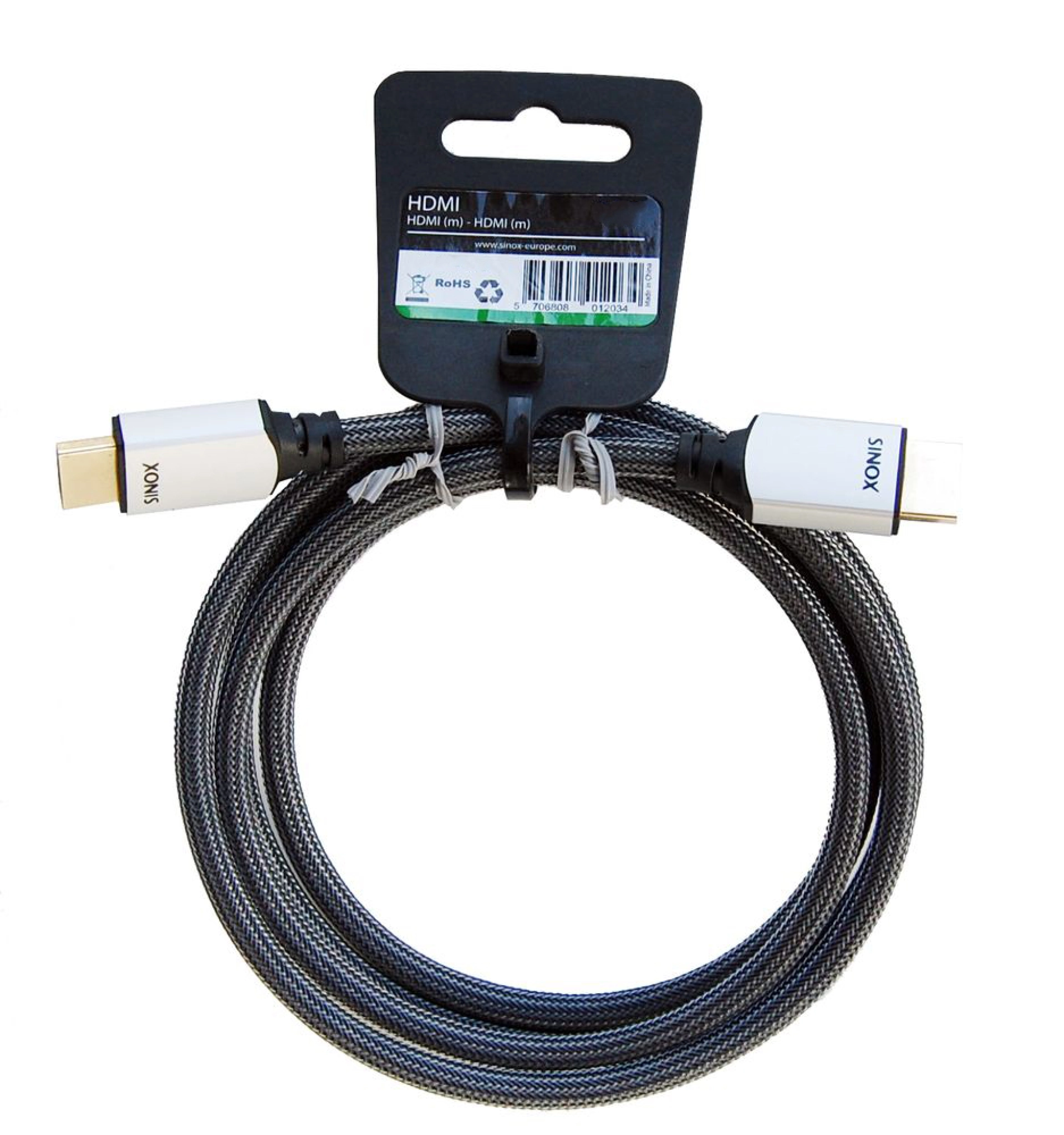 Sinox 4K HDMI™ kabel. 0,75m. Svart/silver
