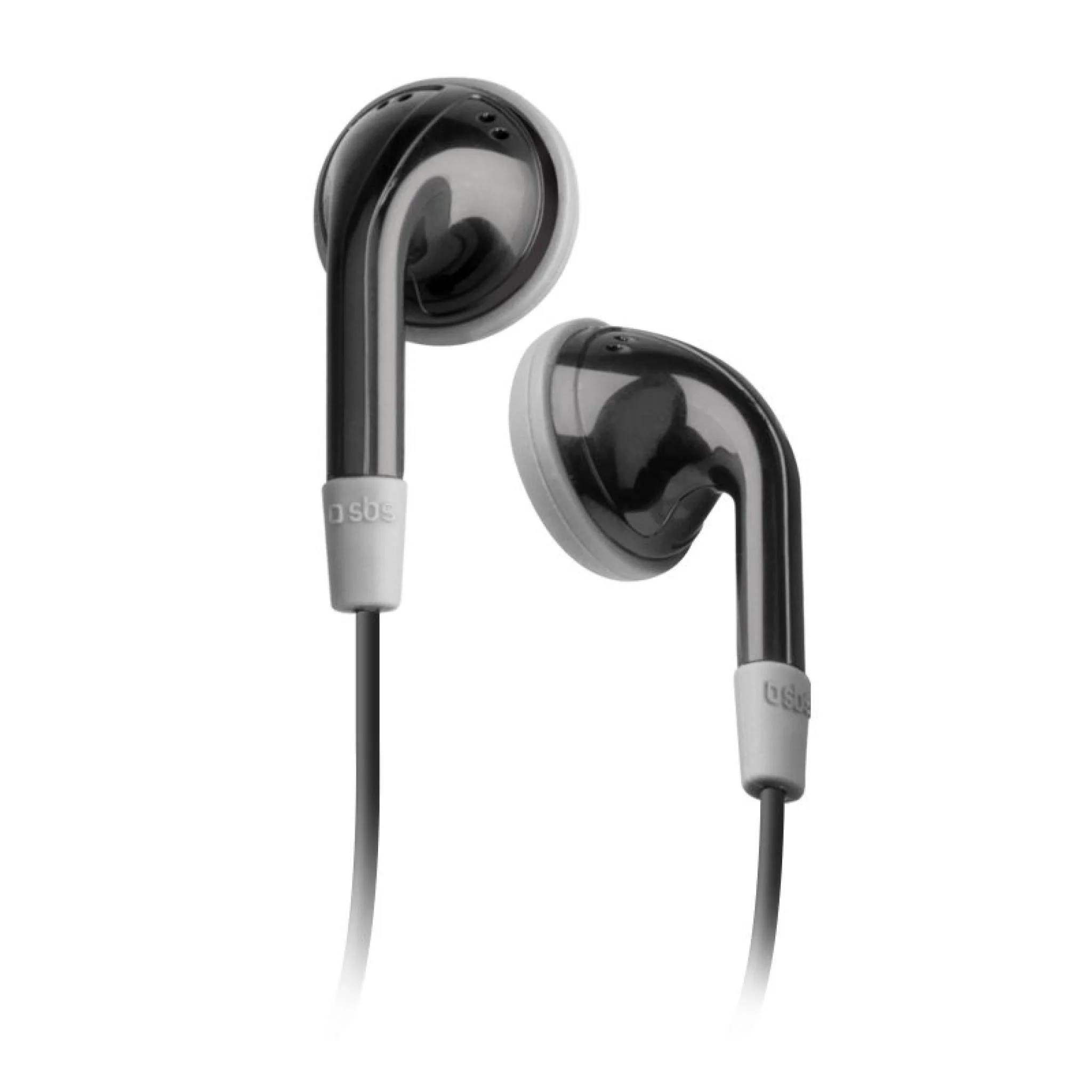 SBS Earset trådbunden stereo Duo, jack 3,5 mm med mikrofon och svarsknapp. Svart